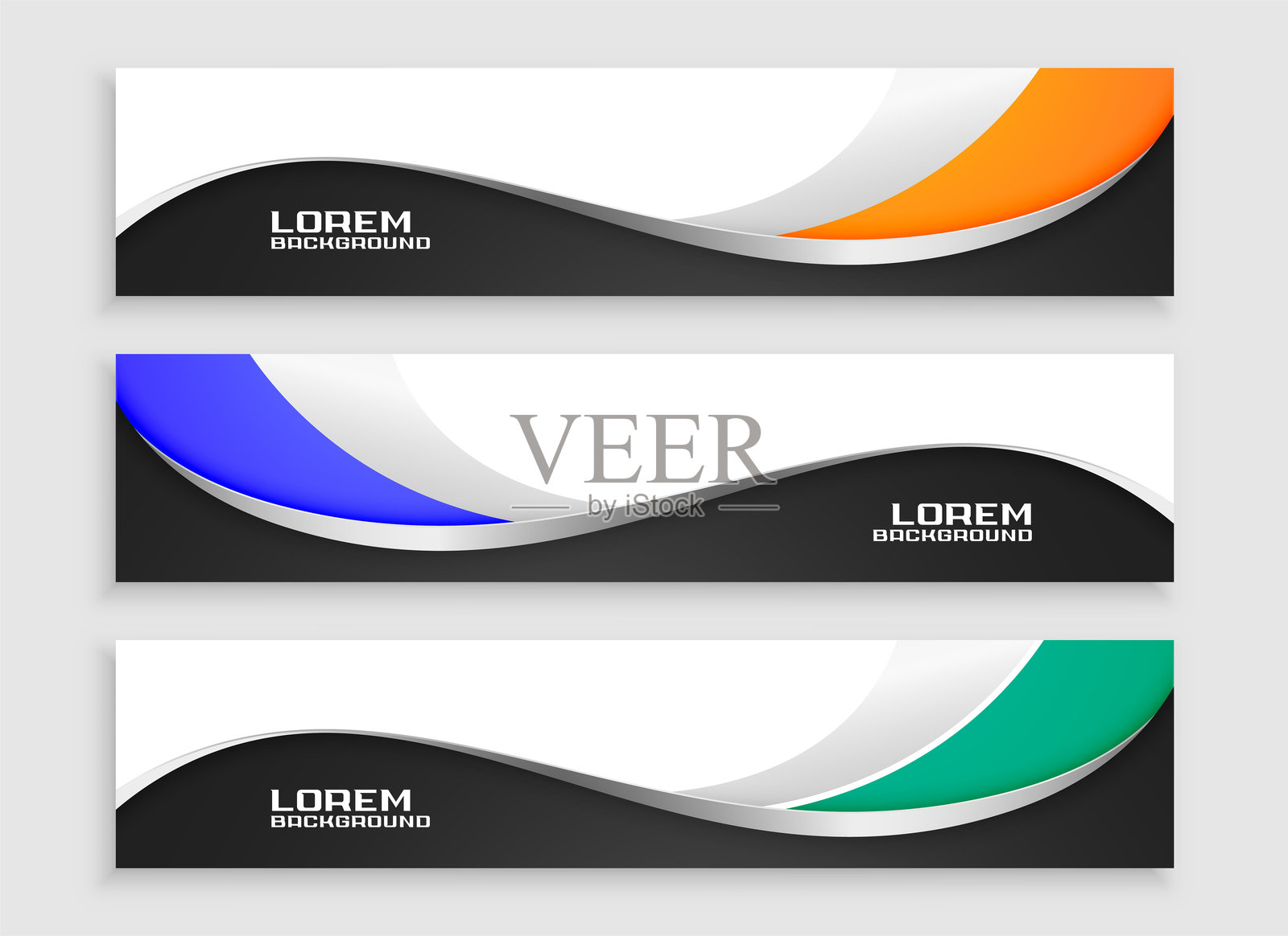 波浪风格的宽幅网页头部模板（三个一组）插画图片素材