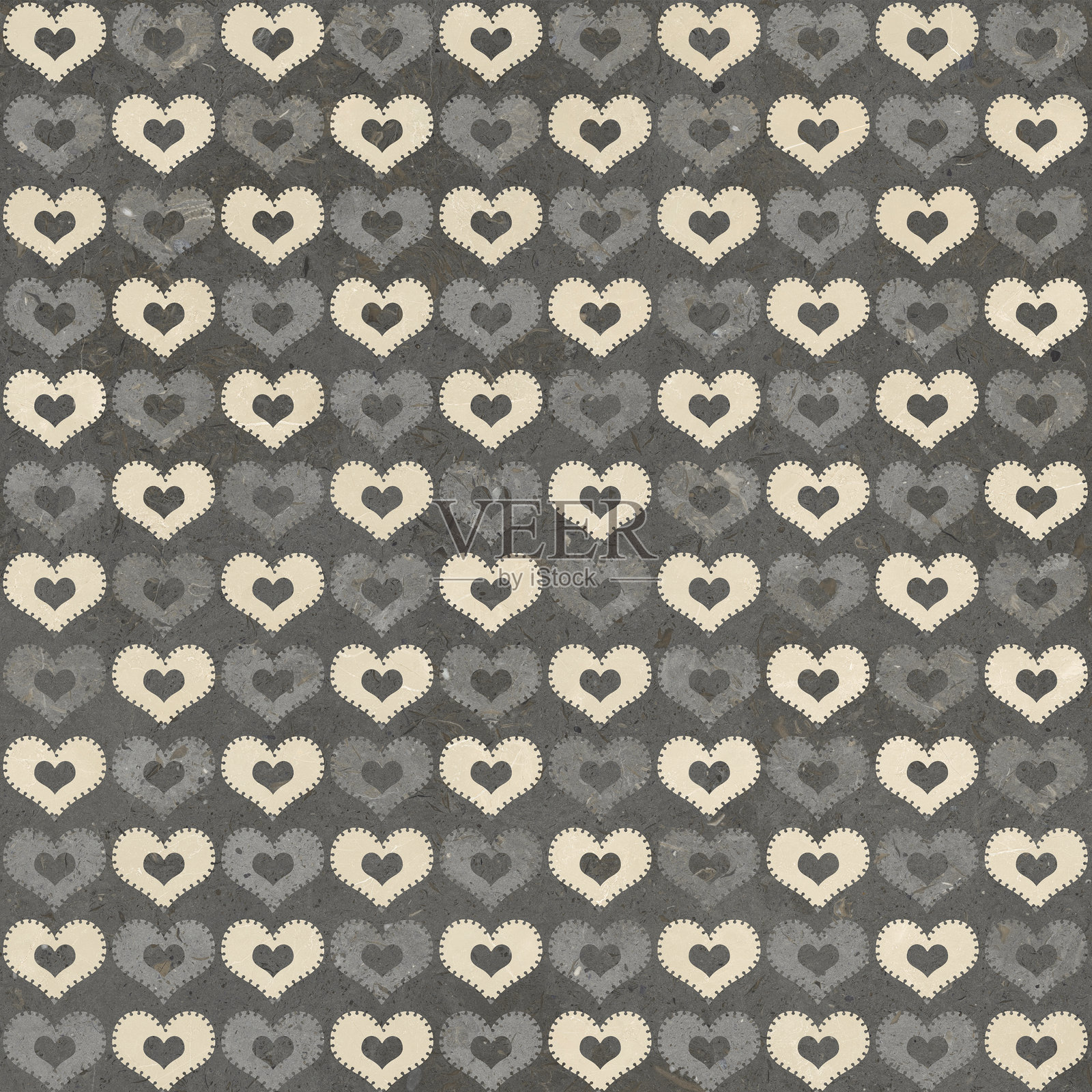 带有磨损石头心形的几何图案纹理。时尚的地板墙砖心形照片摄影图片