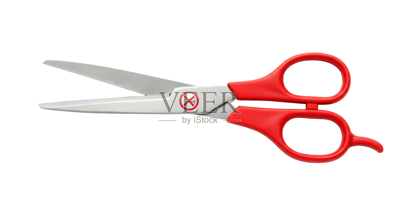 孤立的红色手柄剪刀，没有标志照片摄影图片