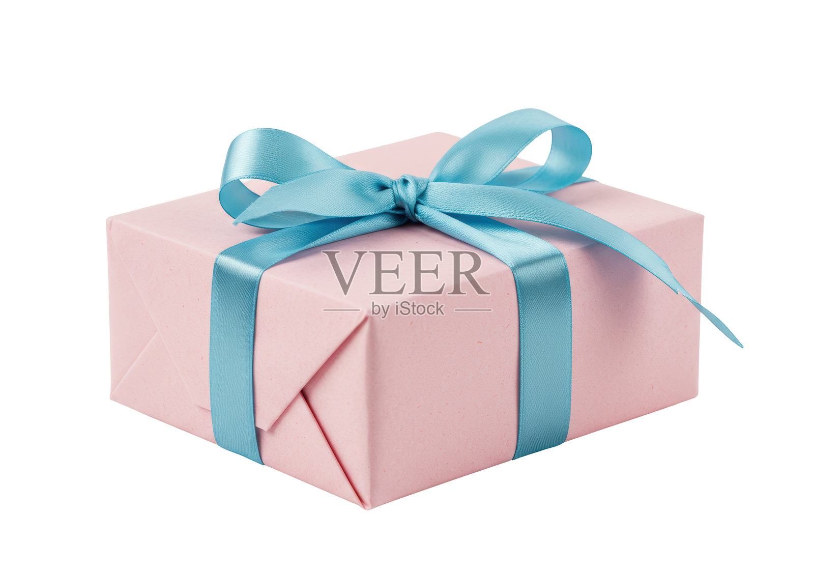粉色包装蓝色丝带的礼品盒孤立图像照片摄影图片