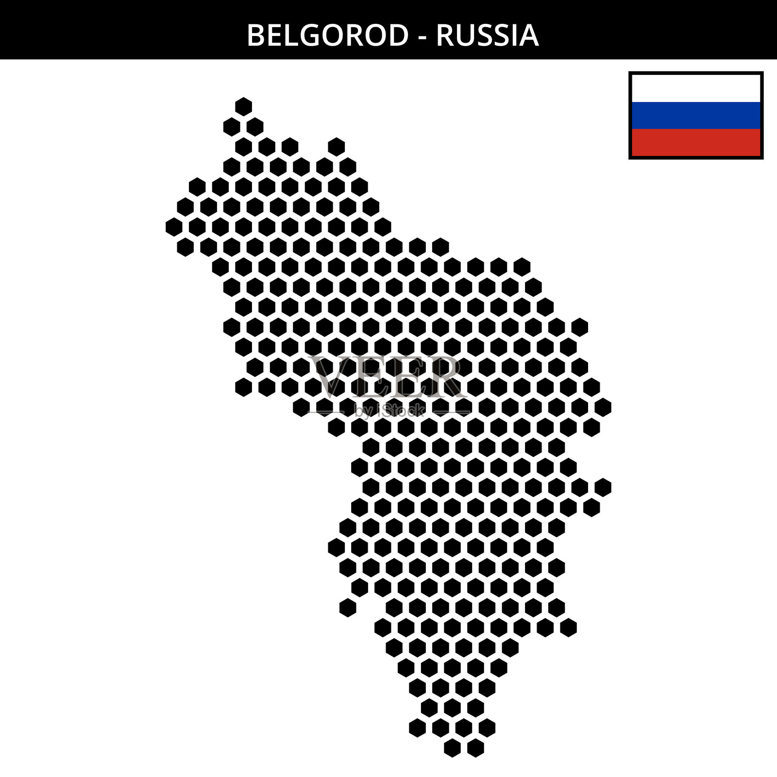 俄罗斯别尔哥罗德的大六边形点状地图插画图片素材