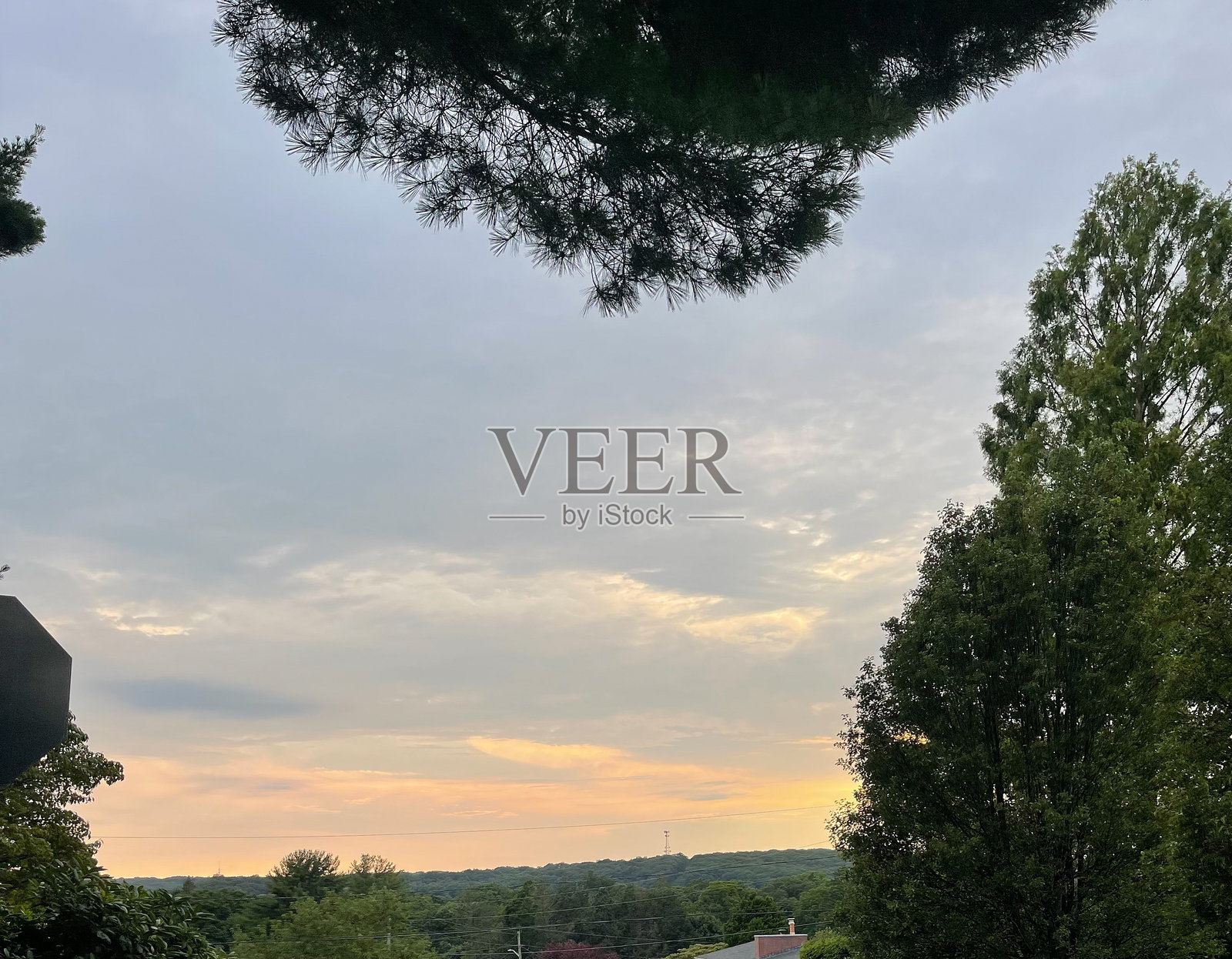 罗德岛克兰斯顿的美丽日落照片摄影图片