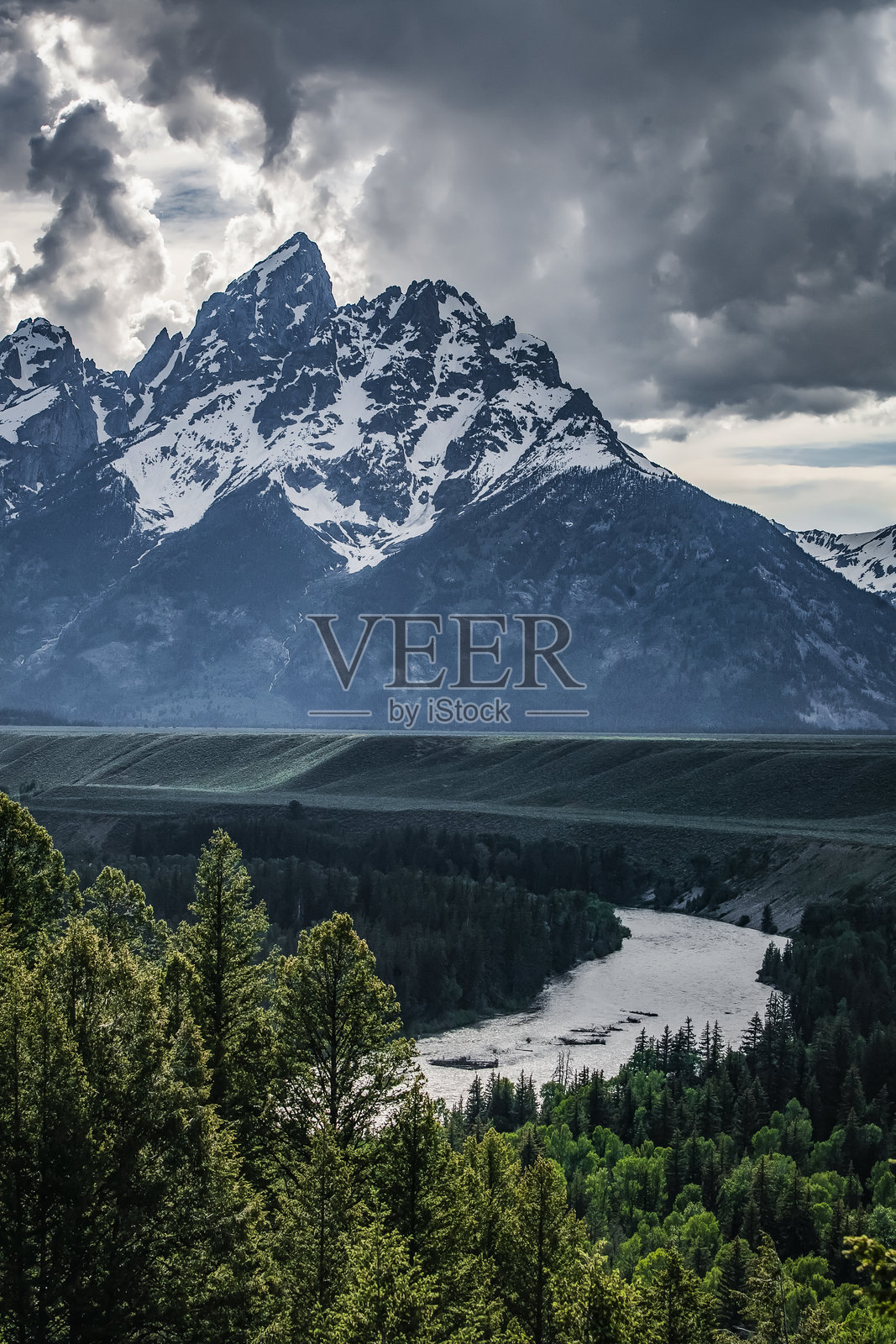 大提顿国家公园蛇河观景点初夏的下午照片摄影图片