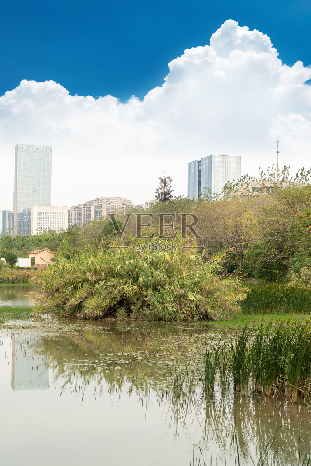 中国湖畔现代办公楼照片摄影图片