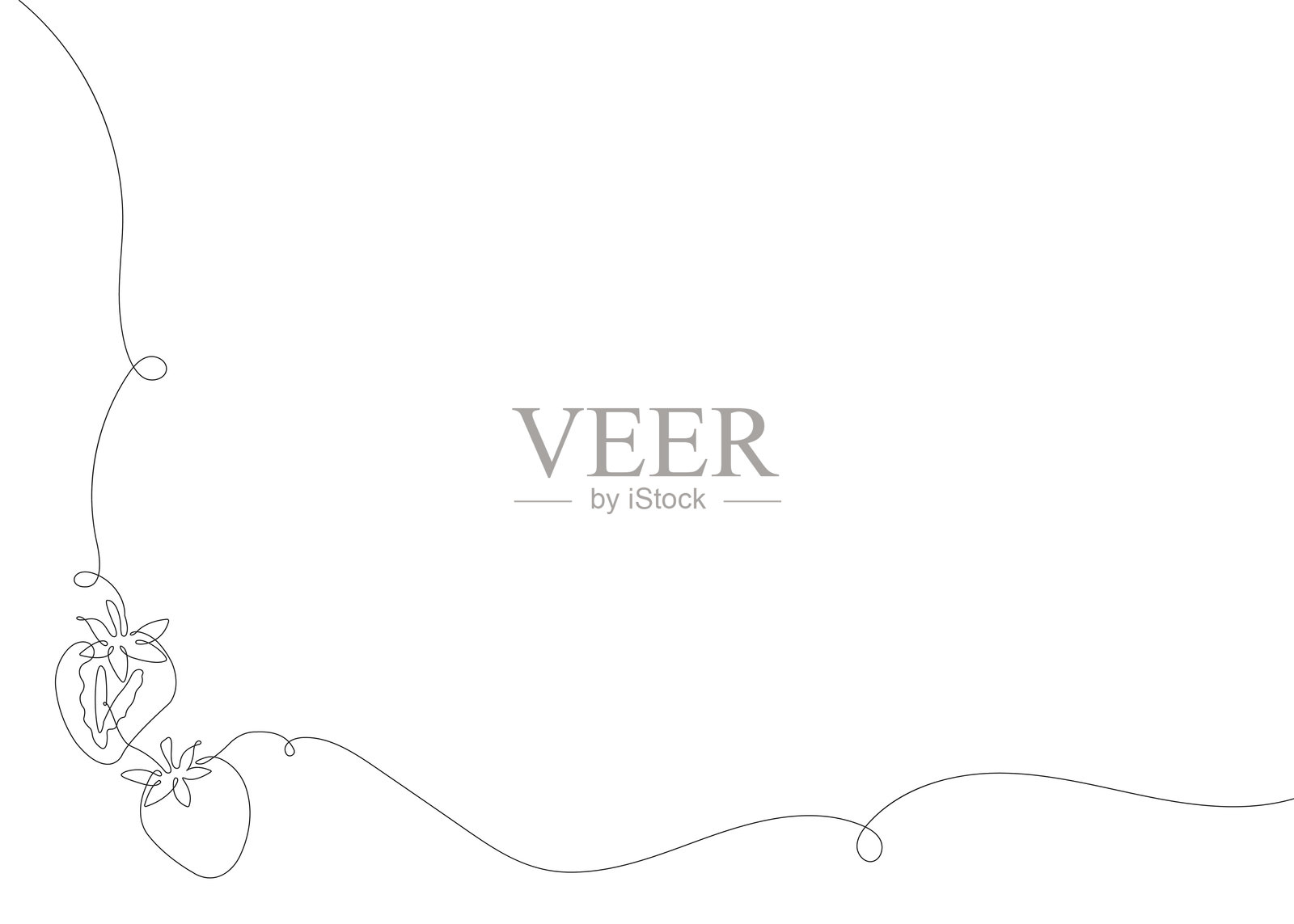 草莓连续线条背景。单一线条有机健康食品概念。极简现代风格图形设计插画图片素材