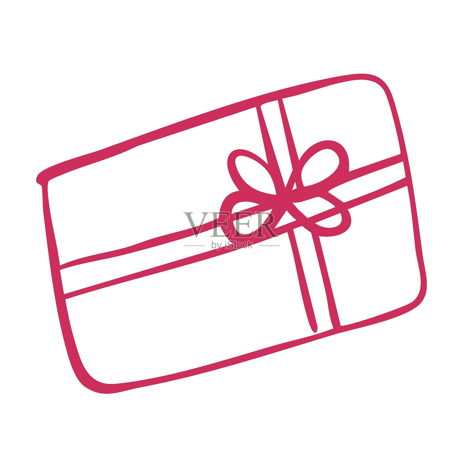 可爱的奇幻礼品盒，带有蝴蝶结，孤立在白色背景上。非常适合节日横幅和展台的设计、礼品店标志、贺卡。插画图片素材