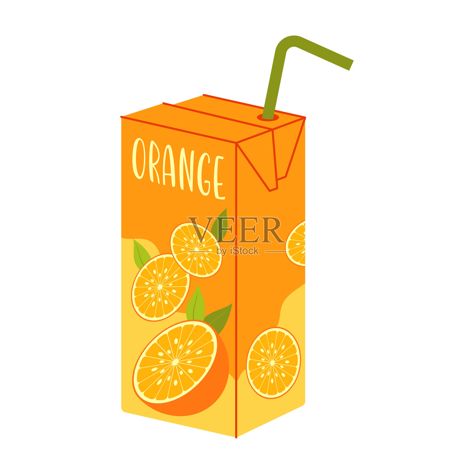 各种果汁和奶茶饮品，包装形式包括玻璃瓶、瓶子、罐子和纸盒。夏季冷饮。插画图片素材