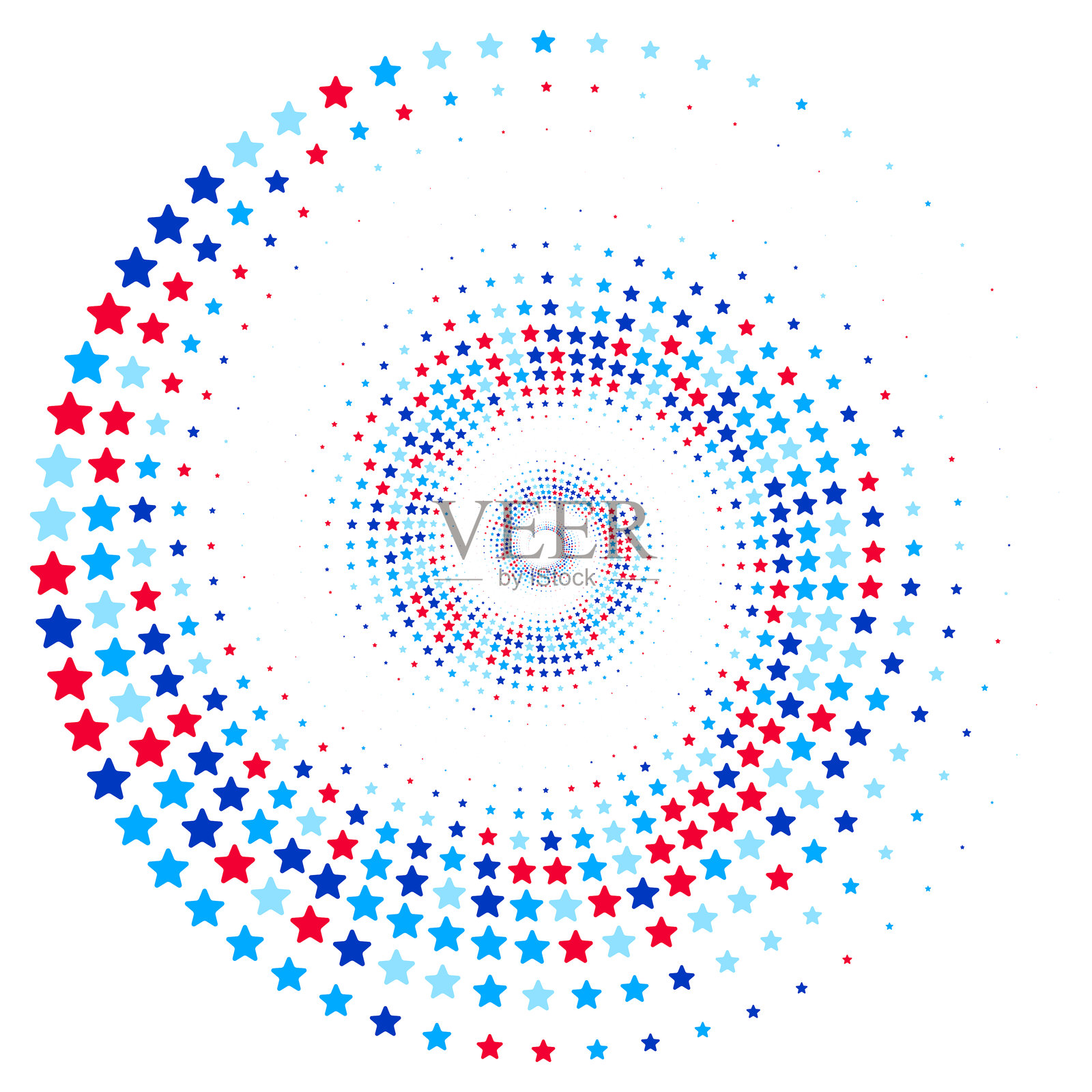 随机散落的彩色星星的抽象矢量插图，节日螺旋漩涡插画图片素材