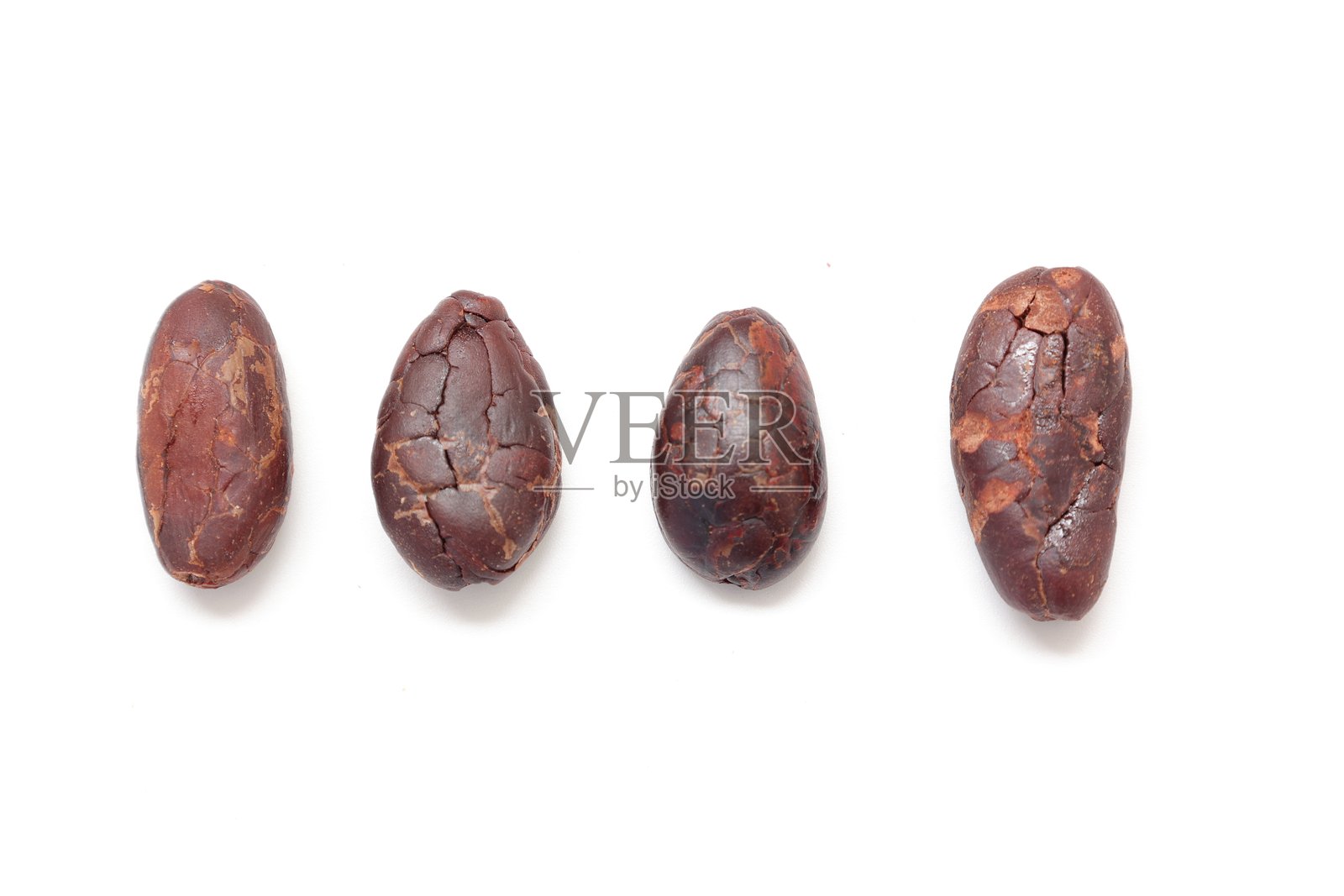 白色背景上的可可豆照片摄影图片