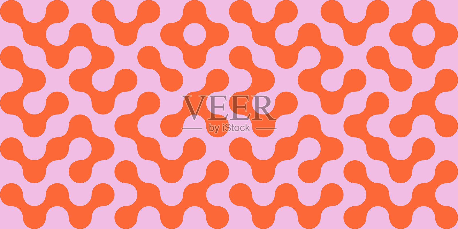 无缝复古变形球图案 — 70年代风格的有机圆点背景，橙色和粉色插画图片素材
