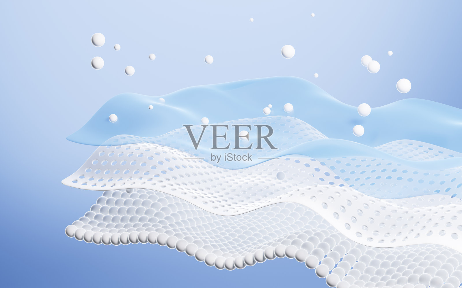 多层波浪形设计的床垫背景，适合展示尿布、湿巾、卫生巾、床垫等产品。3D渲染。照片摄影图片