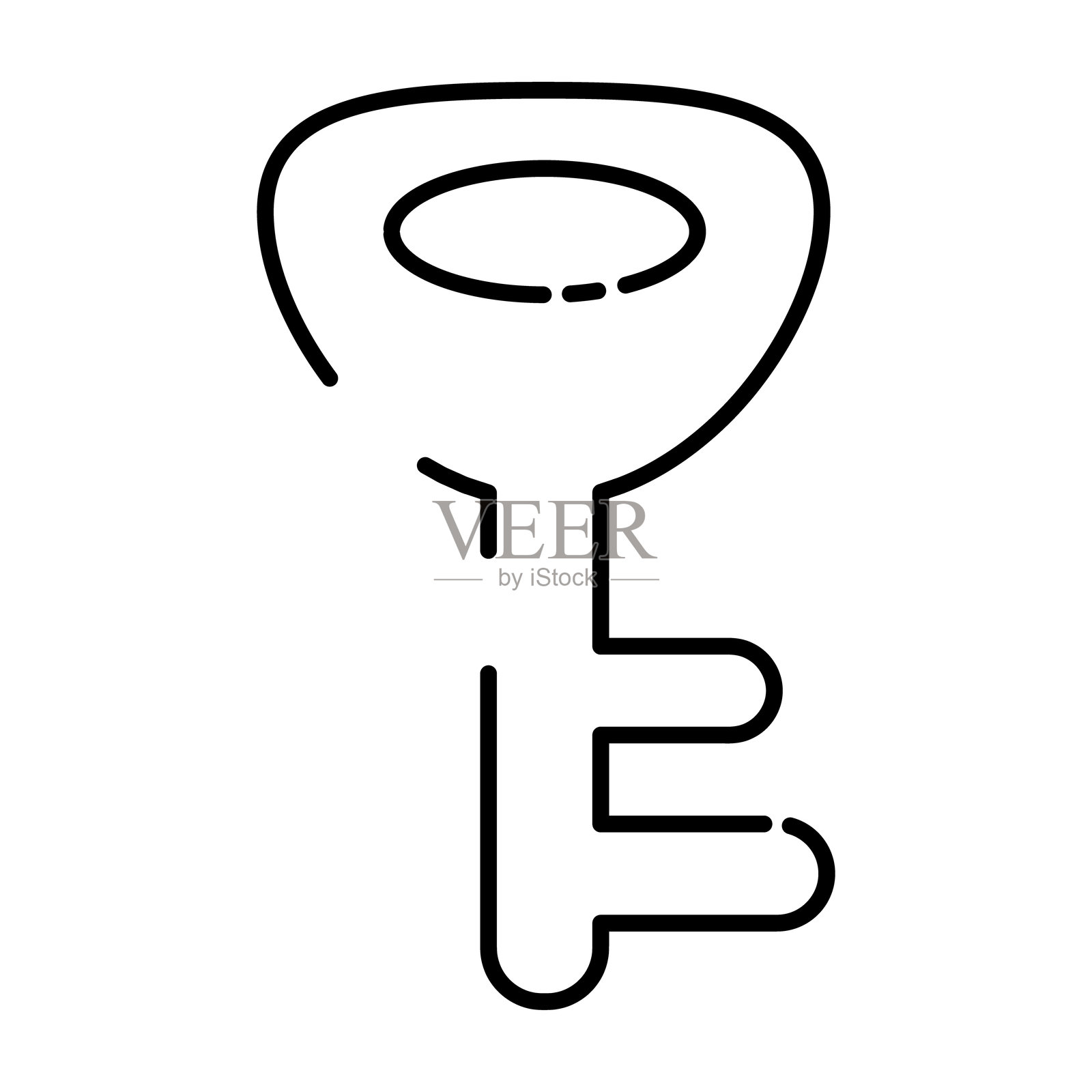 简单的黑色钥匙图标用于安全性插画图片素材