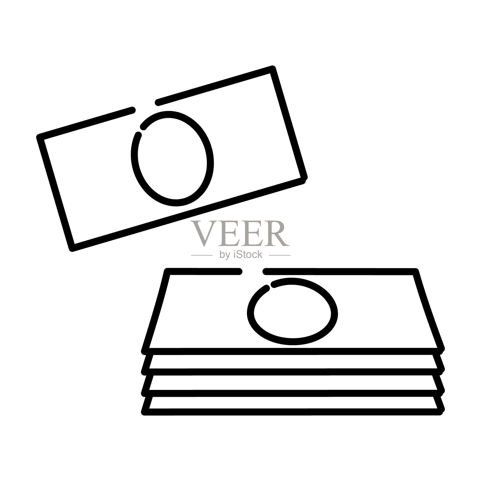 飞翔的钞票和钱堆图标插图插画图片素材