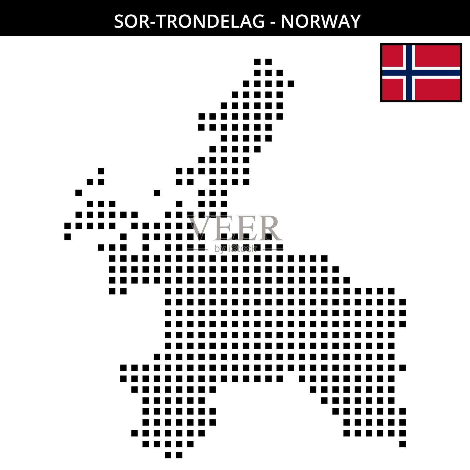 挪威索尔特朗德拉格的大方格点状地图插画图片素材