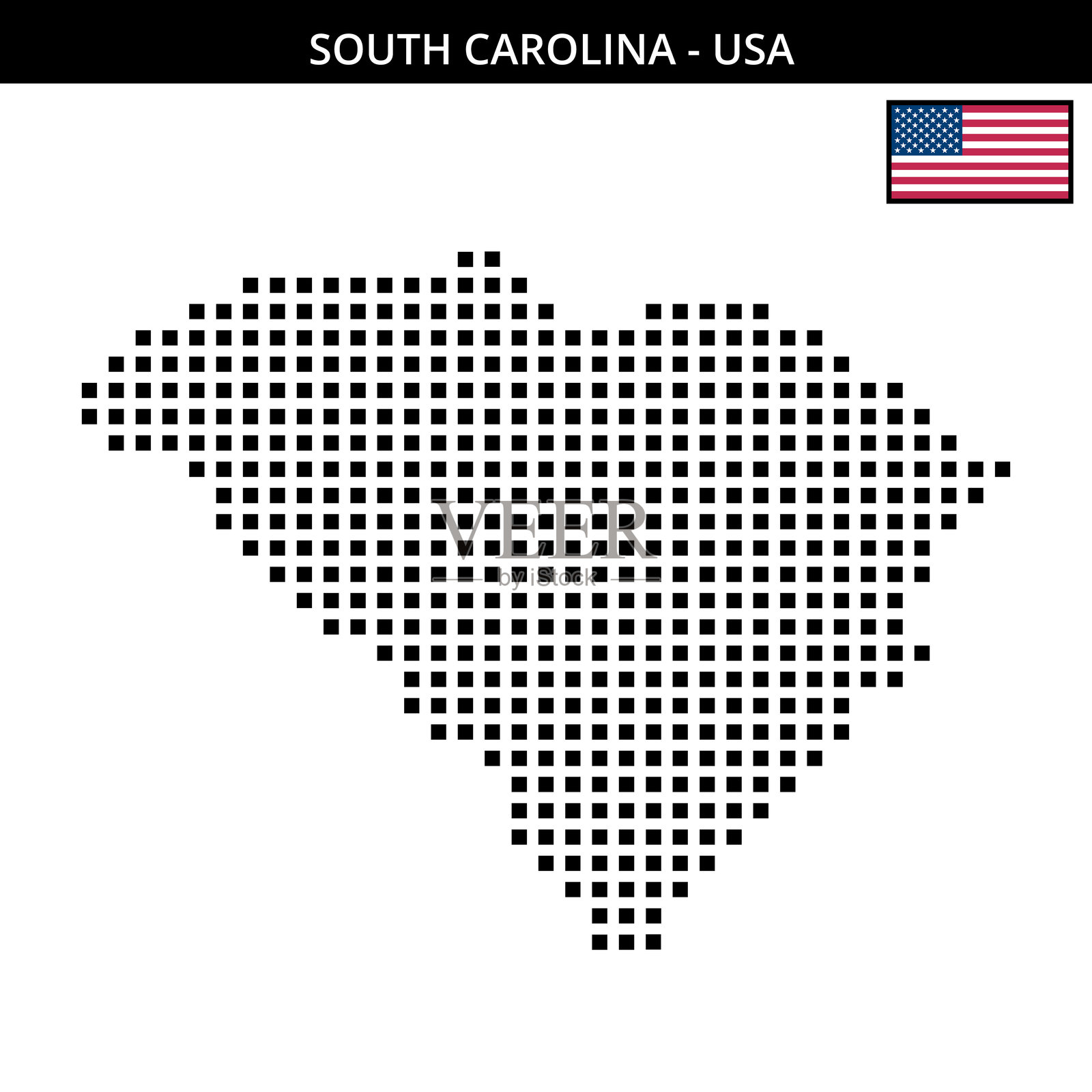 美国南卡罗来纳州的大方格点状地图插画图片素材