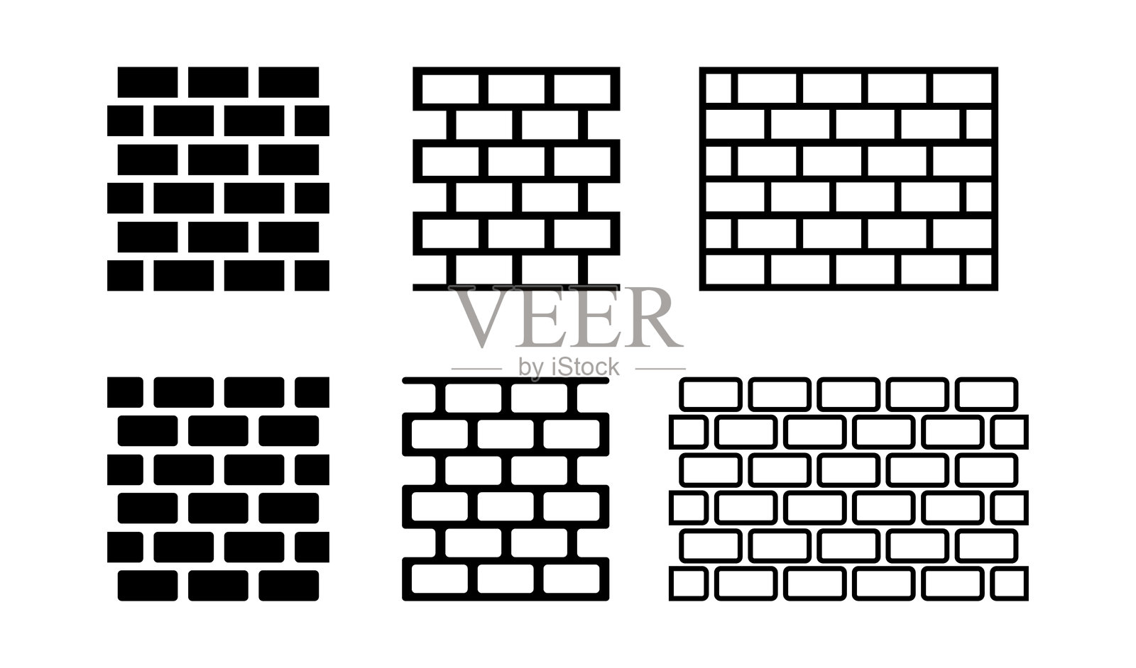 磨砂块组合，砖墙室内设计插画图片素材