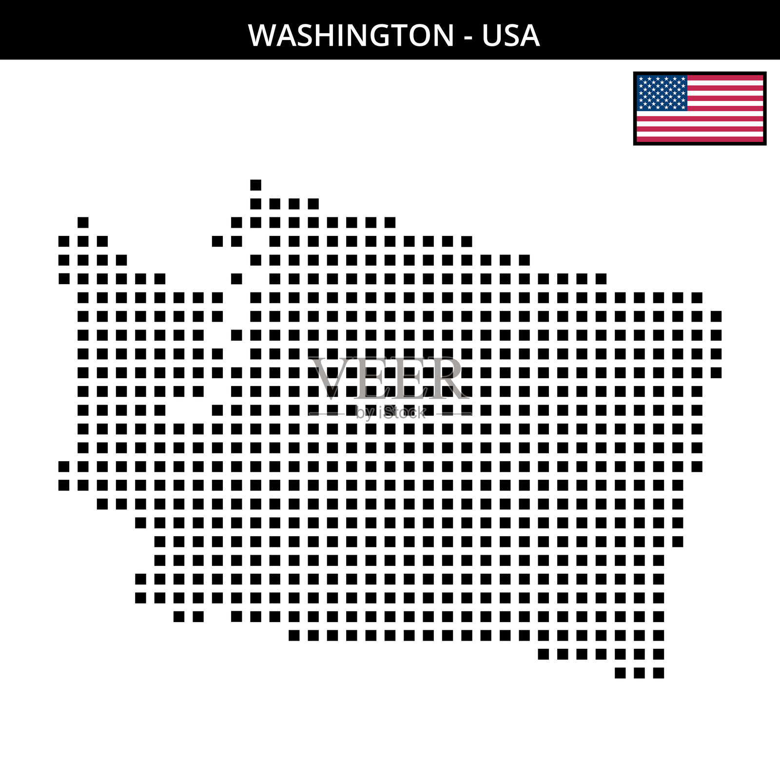 美国华盛顿州的大方格点状地图插画图片素材