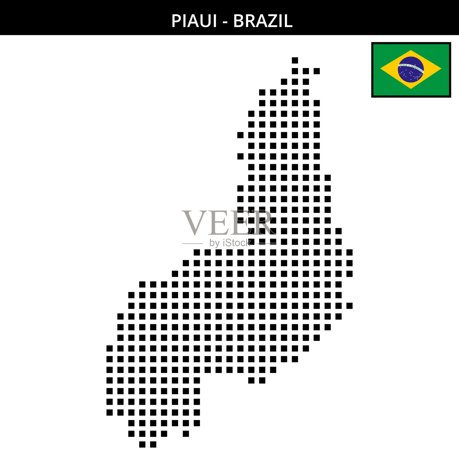 巴西皮奥伊州的大方格点状地图插画图片素材