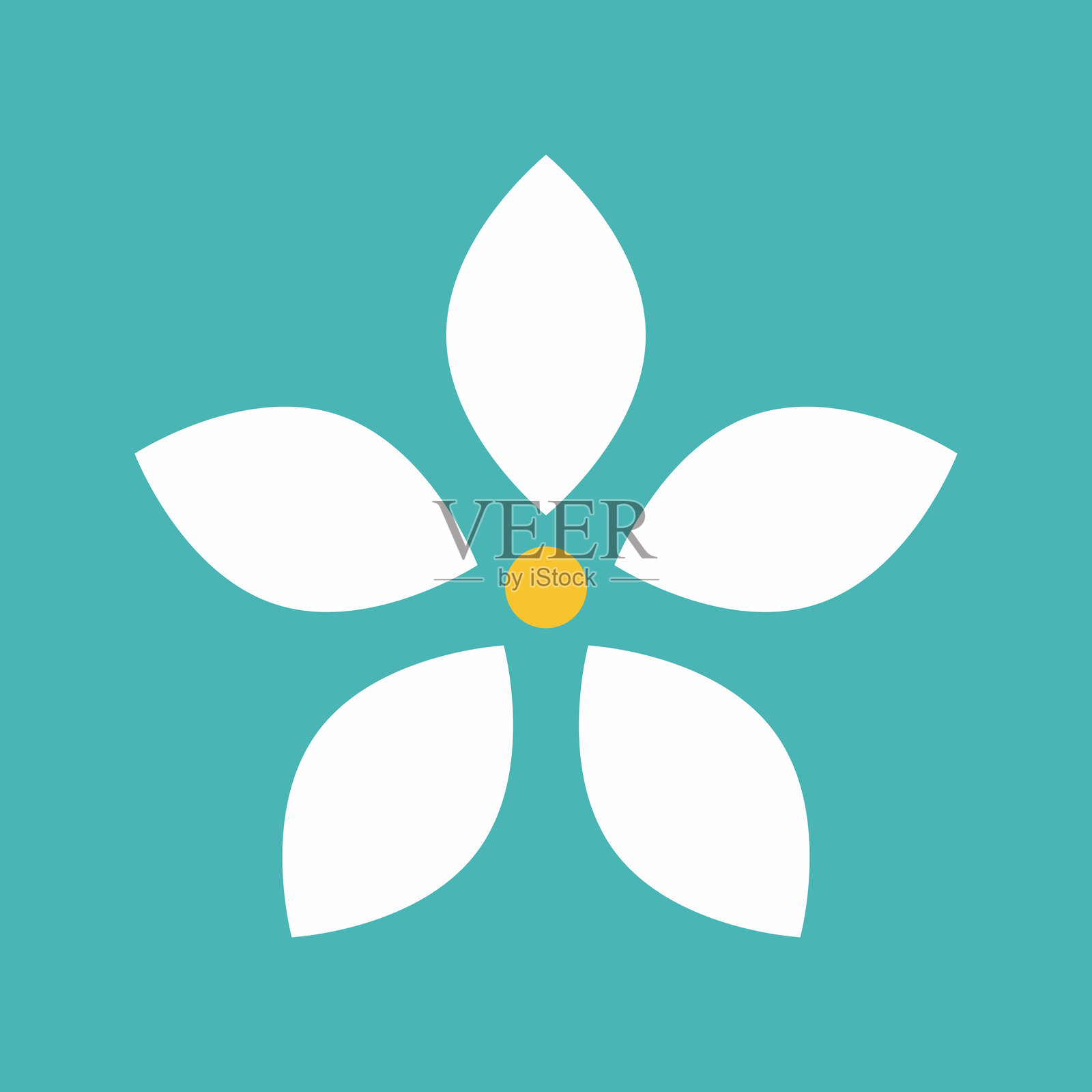 花朵图标。复古春夏白色花朵图标设计集。洋甘菊图标集。可爱的圆形花卉植物合集，独立于白色背景。插画图片素材