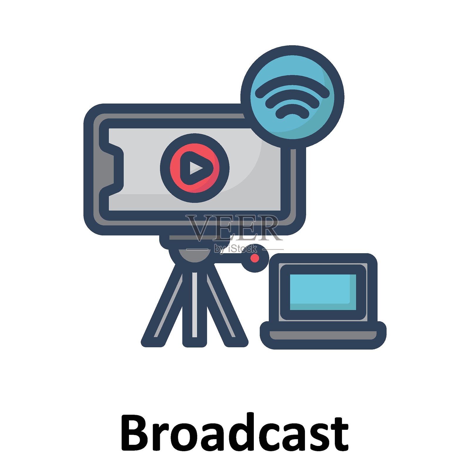 可轻松修改或编辑的广播矢量图标插画图片素材