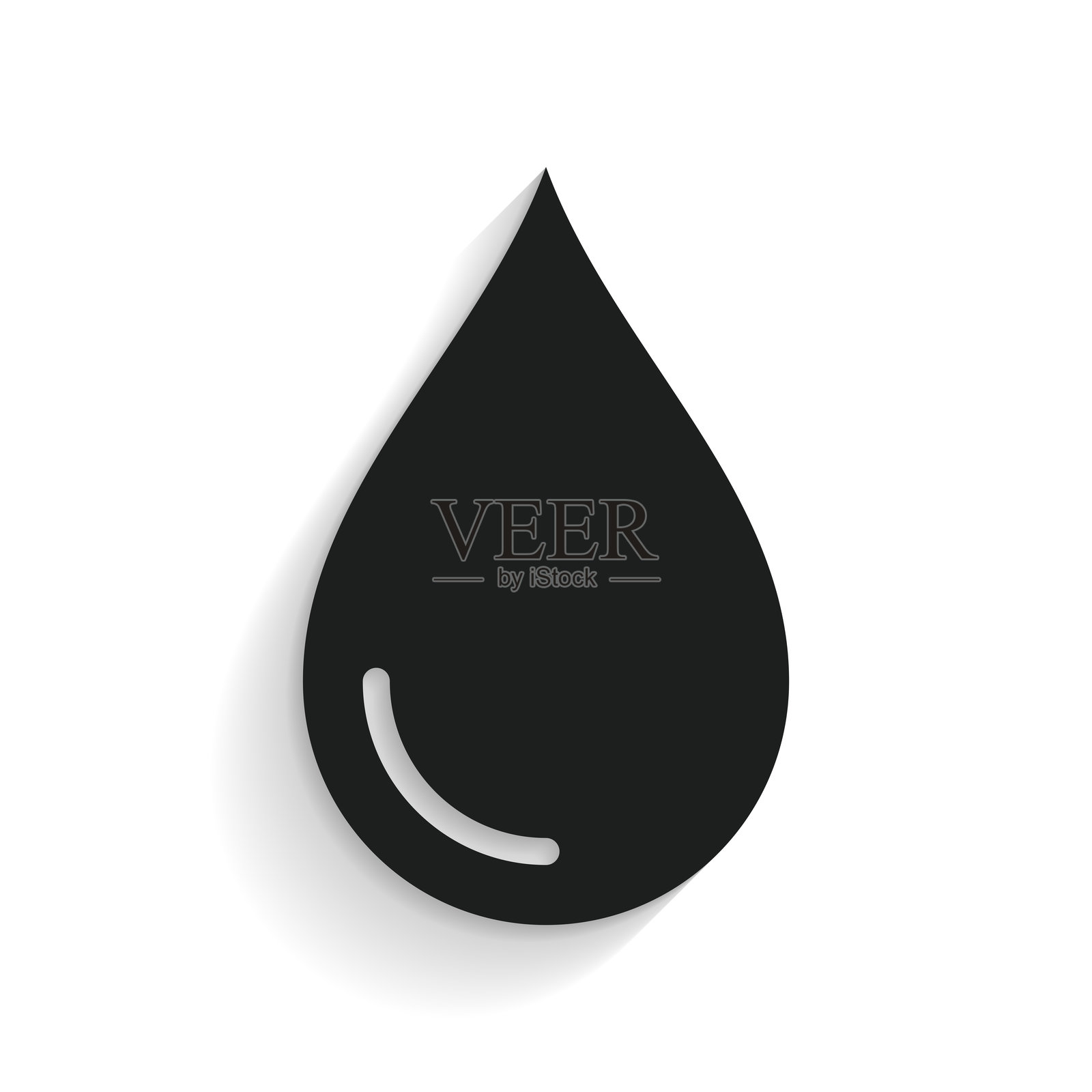 水滴图标，带有长阴影，背景为白色插画图片素材