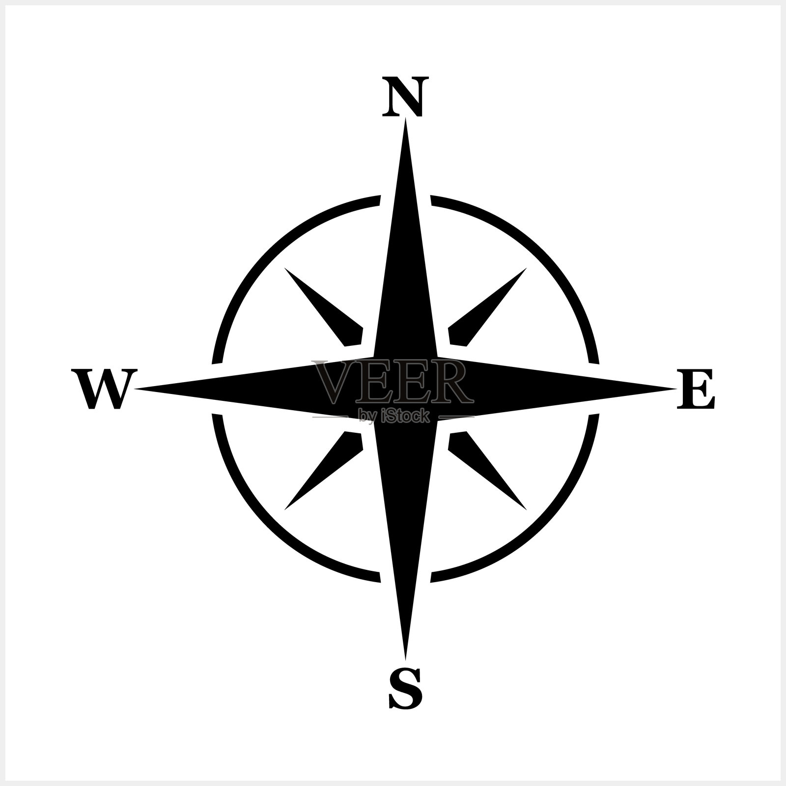 复古风格的风玫瑰图案，孤立展示。指南针导航刻度盘。矢量库存插图。插画图片素材