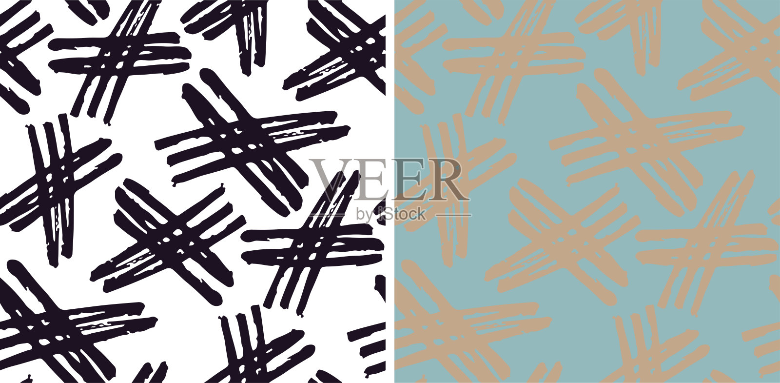 时尚手绘涂鸦抽象图案背景，包袋印花，服装时尚。100% 手绘矢量图像。插画图片素材