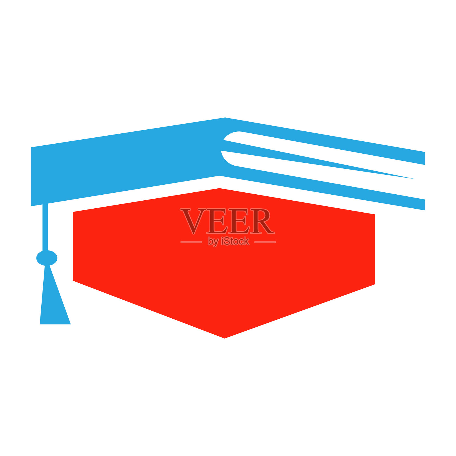 教育标志设计概念，带有毕业象征。学习标志的书本图标。插画图片素材