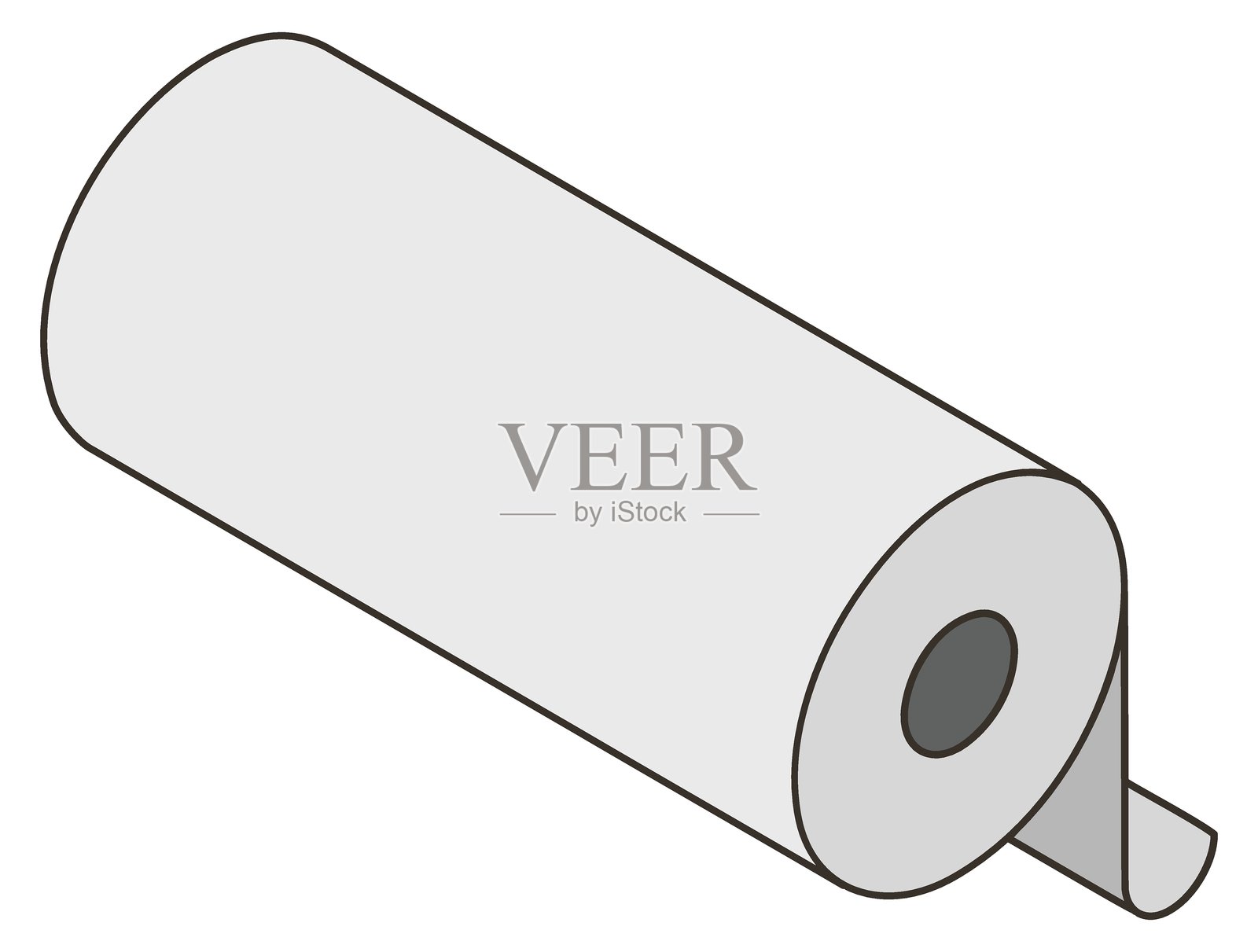 简单的白色纸卷插图，孤立在白色背景上。可用于卫生、清洁或手工艺概念。极简风格，适合网页或印刷使用。插画图片素材