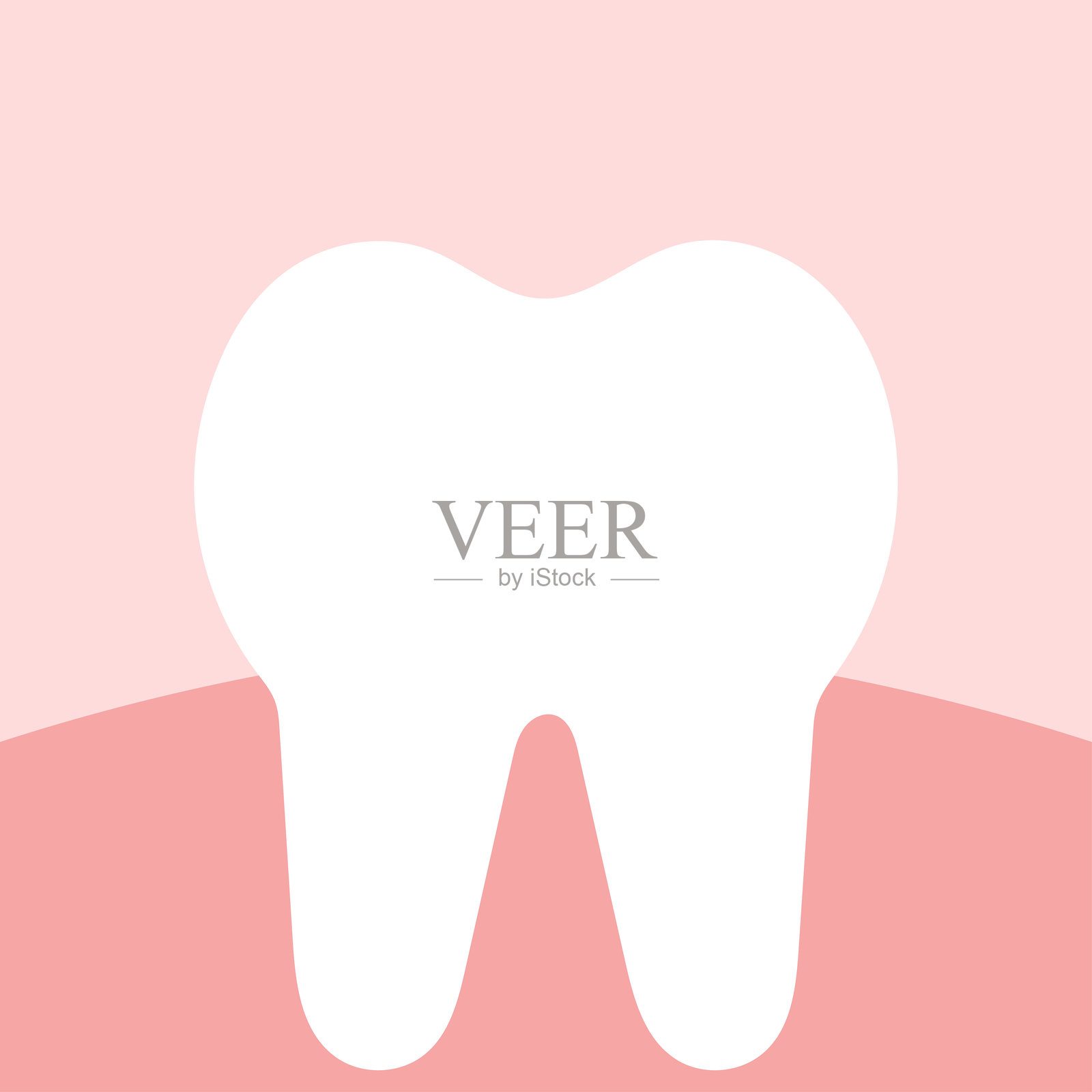 粉色背景上的健康白牙。插画图片素材
