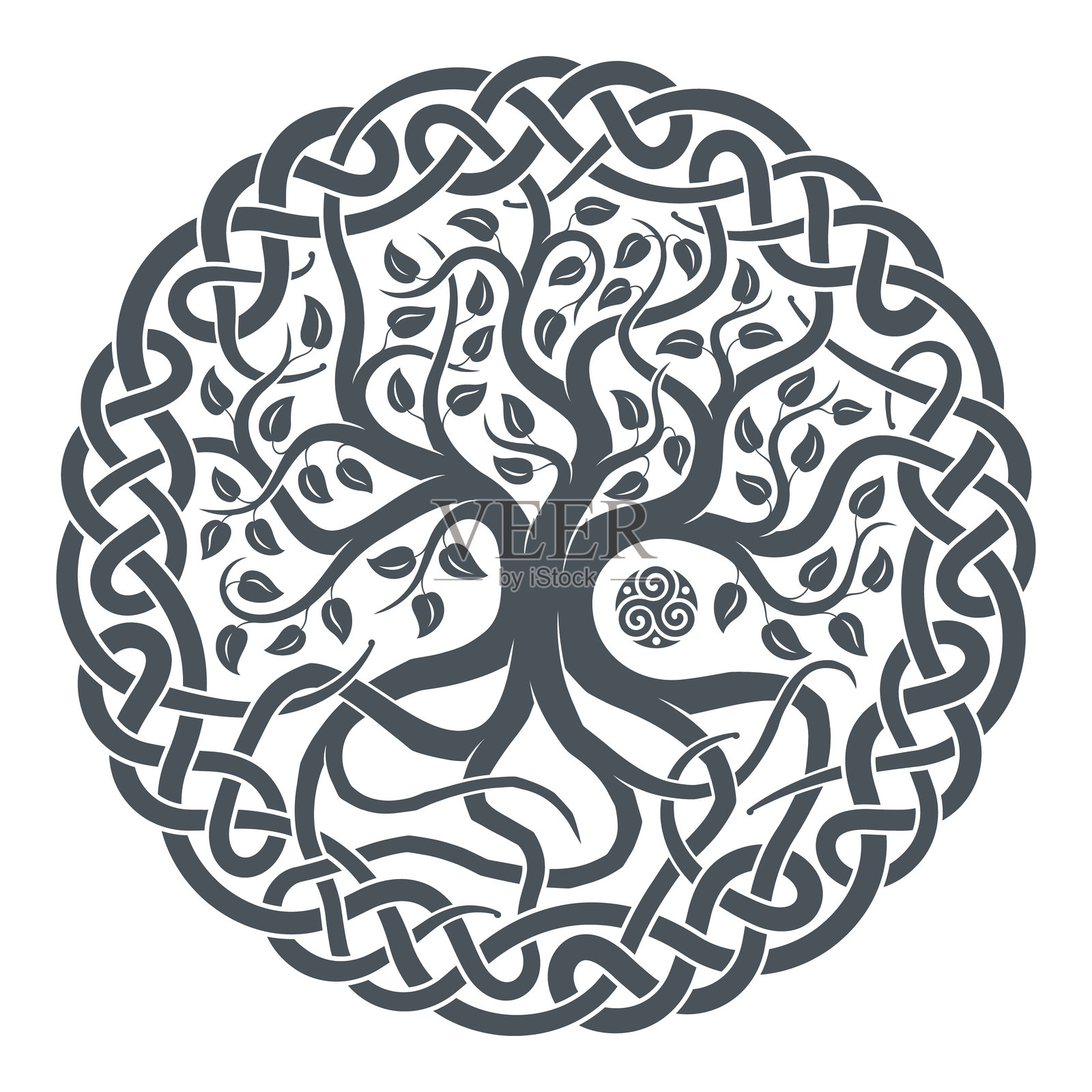 凯尔特生命之树，部落印花，编织结。插画图片素材