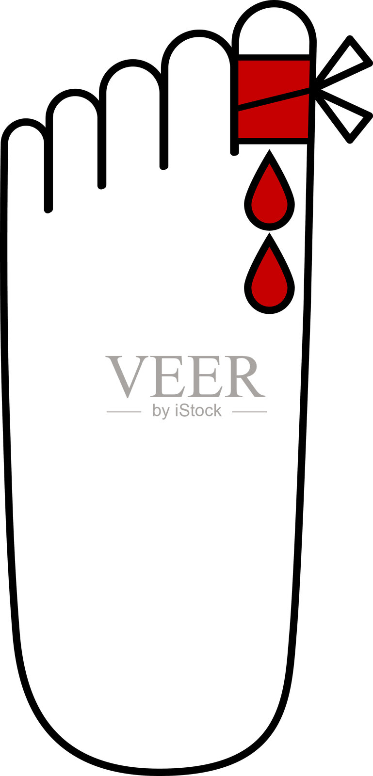 大脚趾受伤警告图标插画图片素材