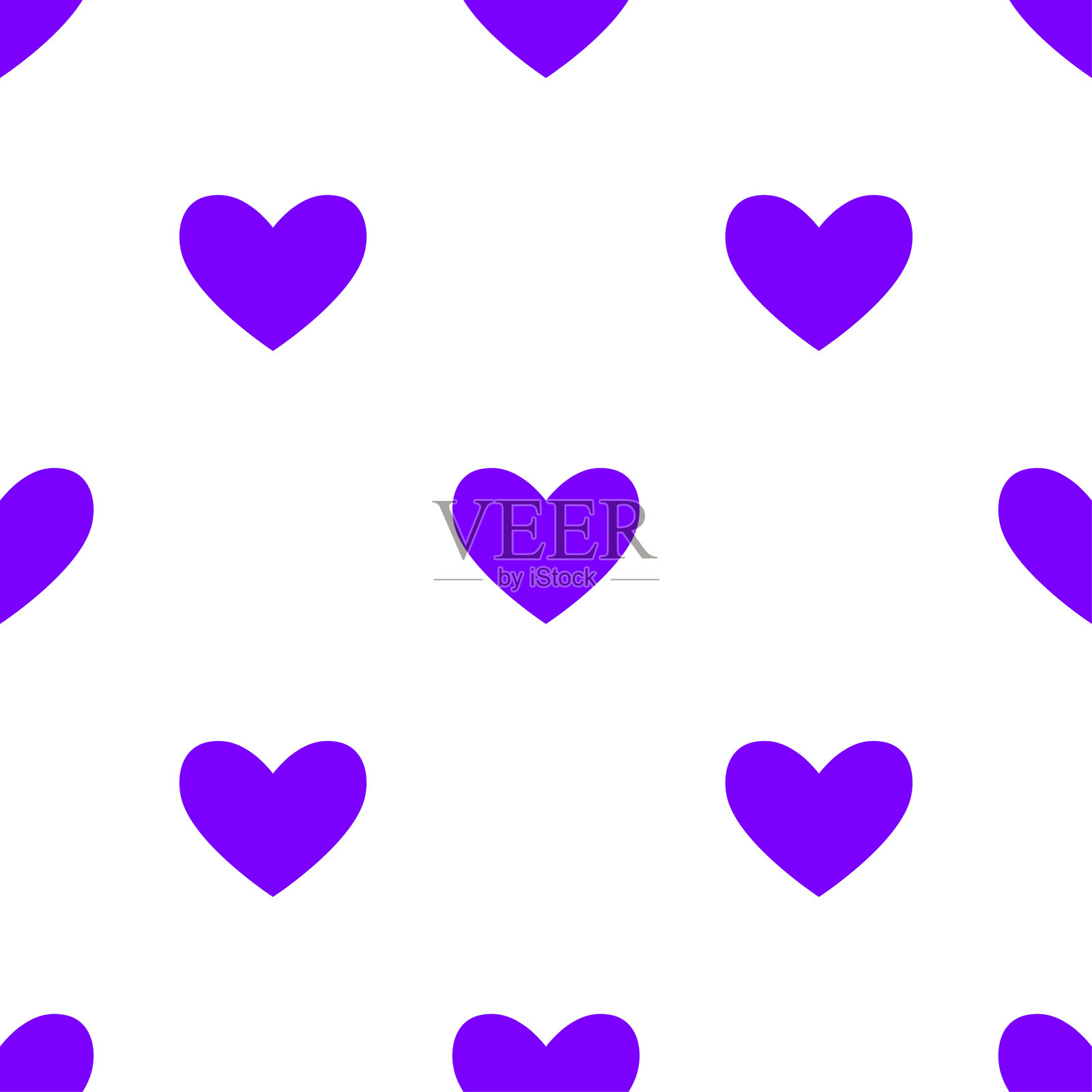 白色背景上的紫色心形无缝图案插画图片素材
