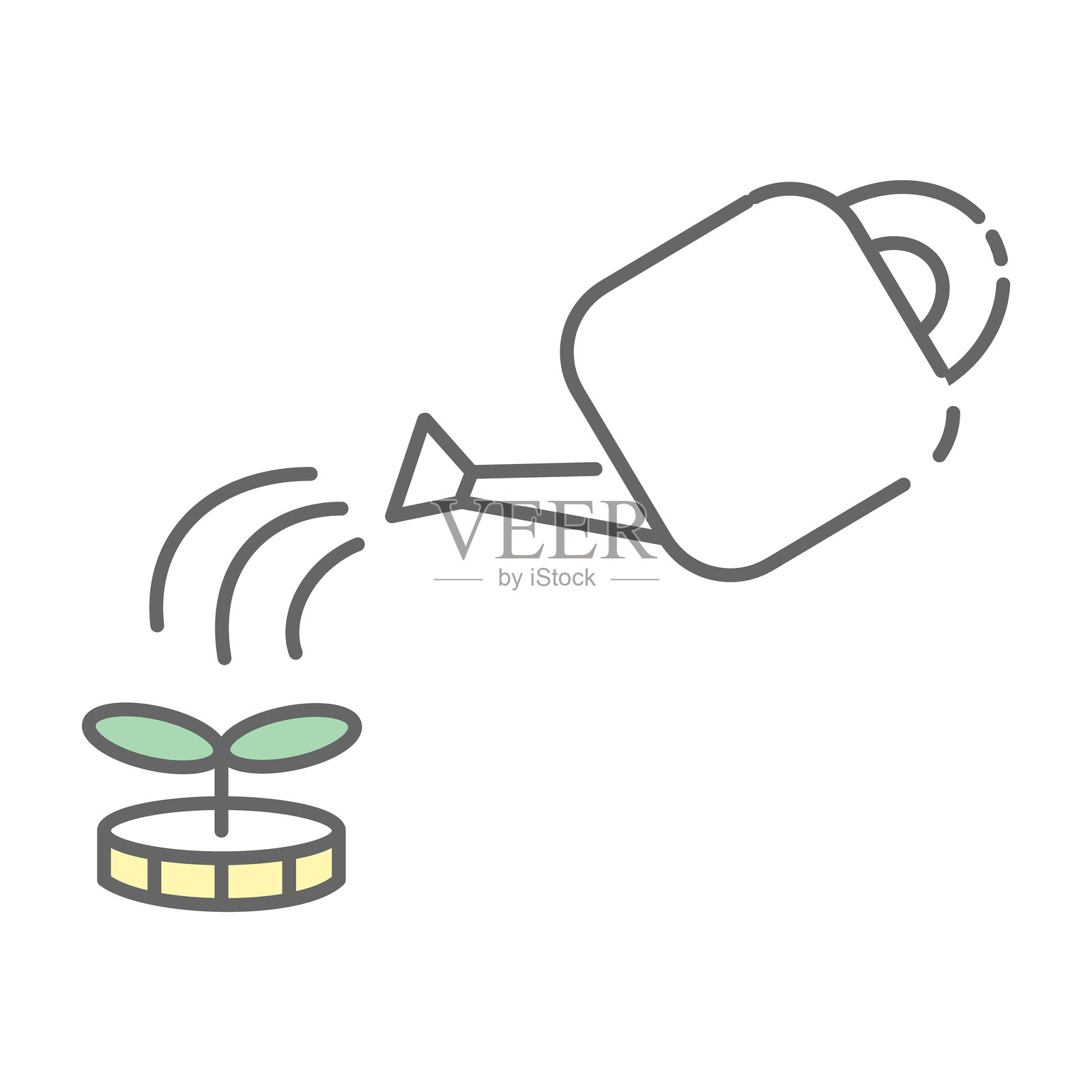 给从硬币上长出的芽浇水插画图片素材