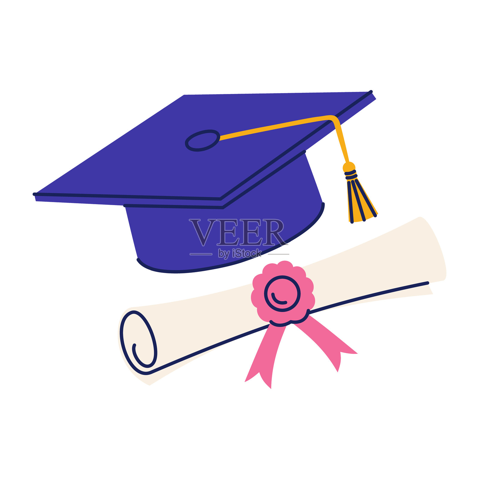 大学、高中或学院学生的毕业帽。插画图片素材