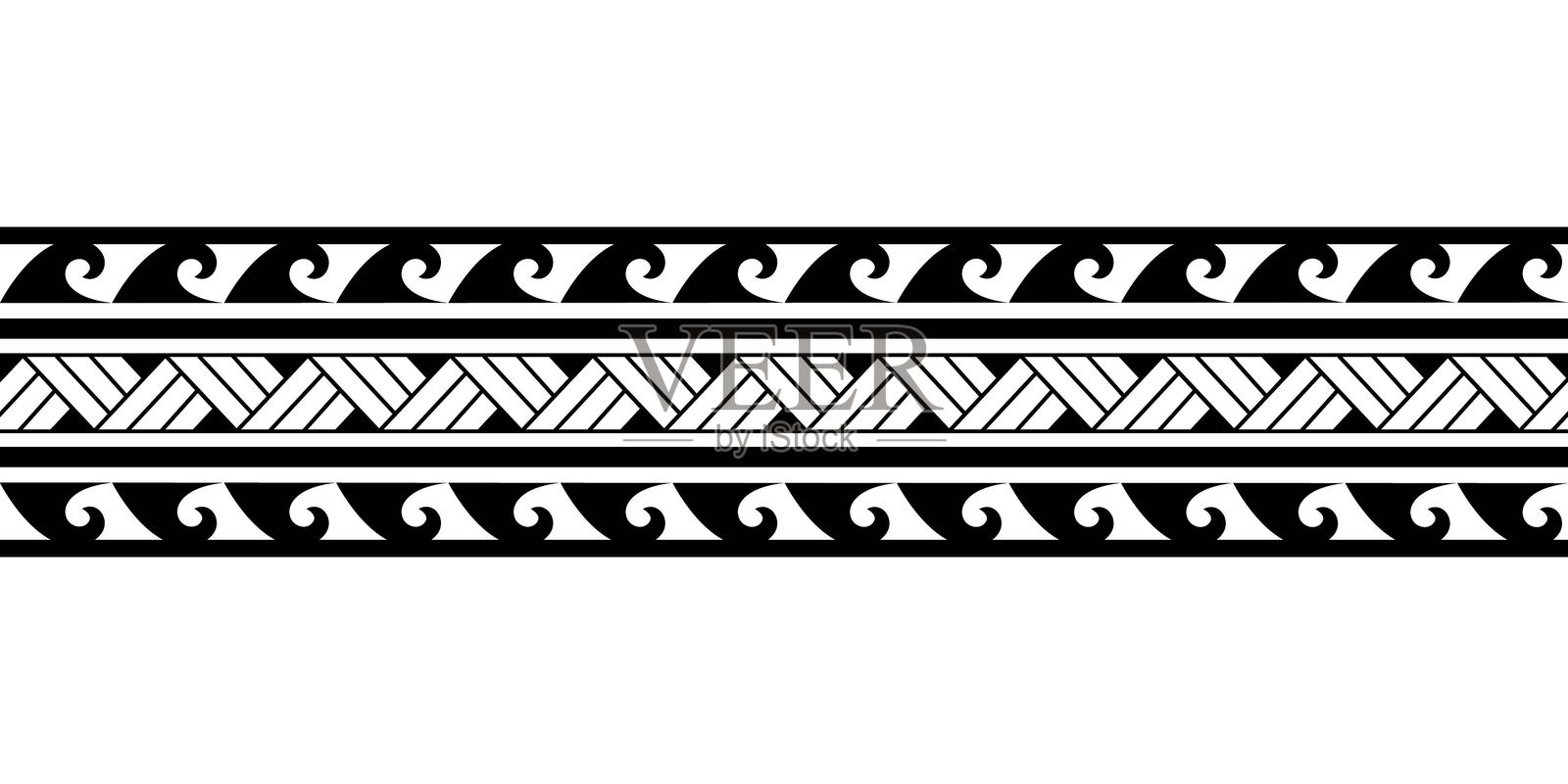 毛利波利尼西亚纹身手链。部落袖子无缝图案矢量。插画图片素材