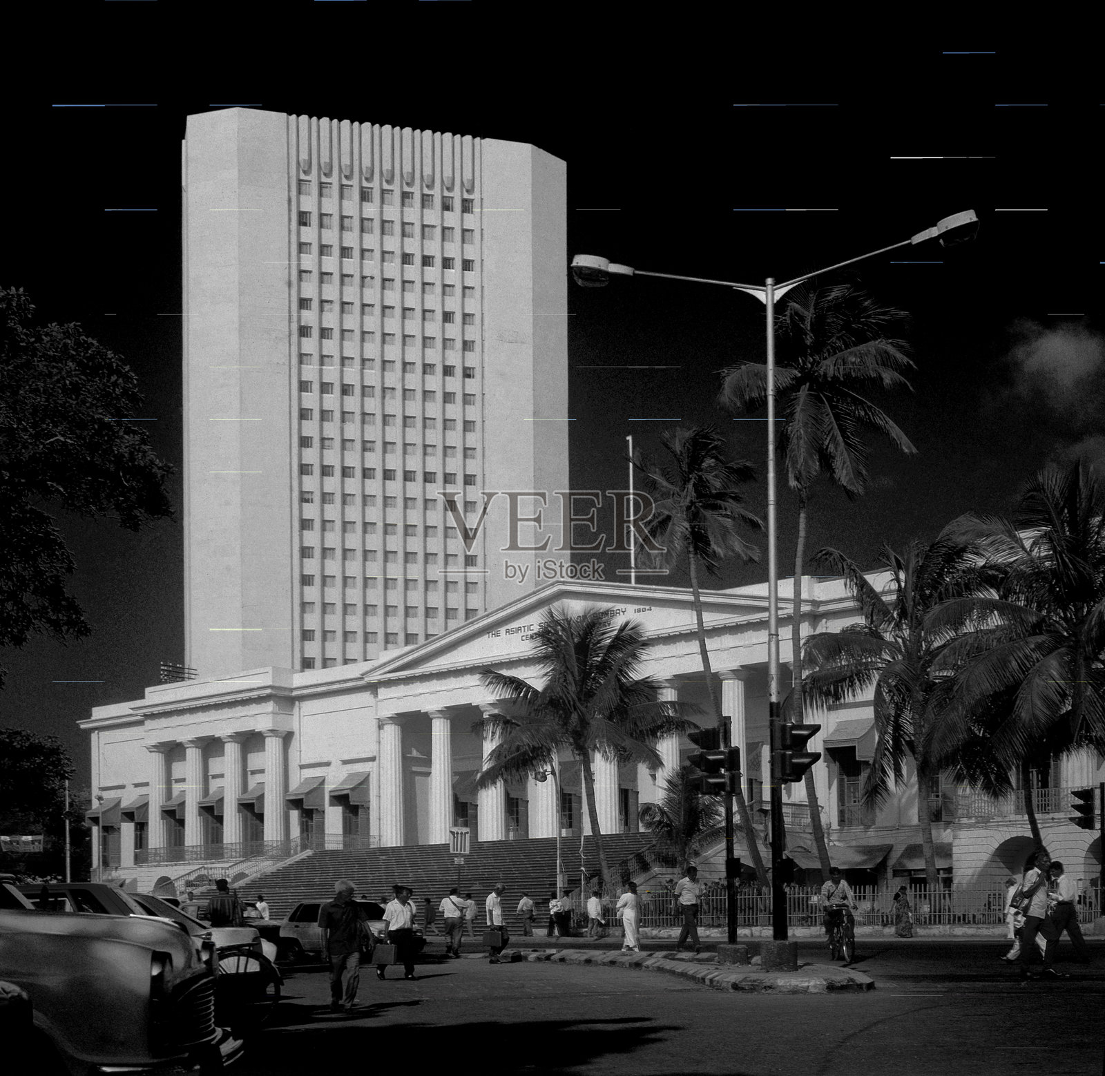 亚洲协会市政厅和印度储备银行大楼的黑白照片照片摄影图片