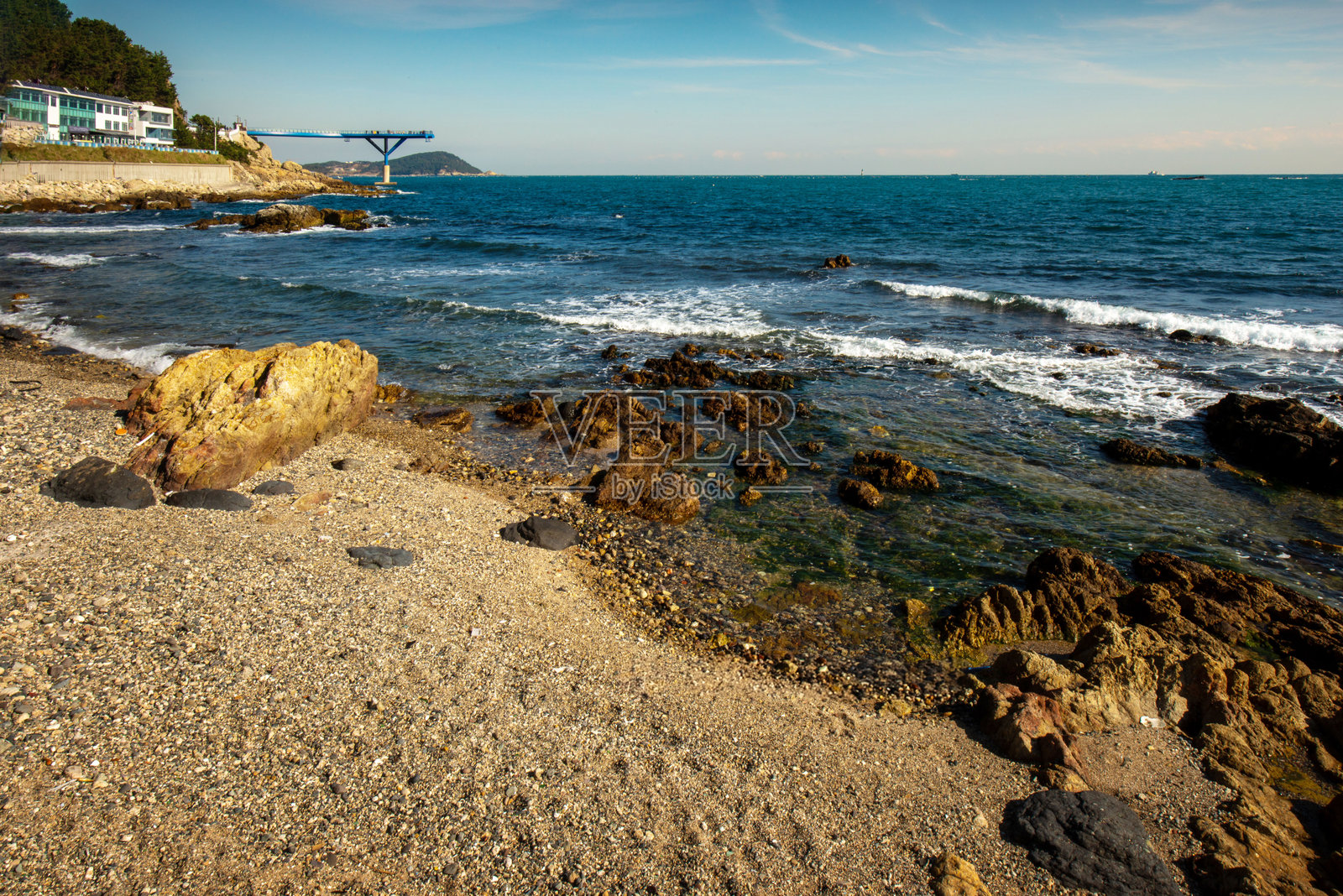 韩国釜山青沙浦达里托尔天文台的阳光明媚的早晨照片摄影图片