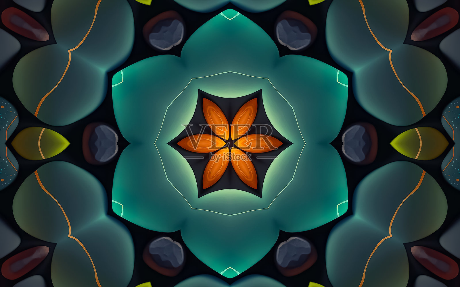 美丽的几何放射对称，充满活力的色彩和抽象形状，适合现代设计背景照片摄影图片