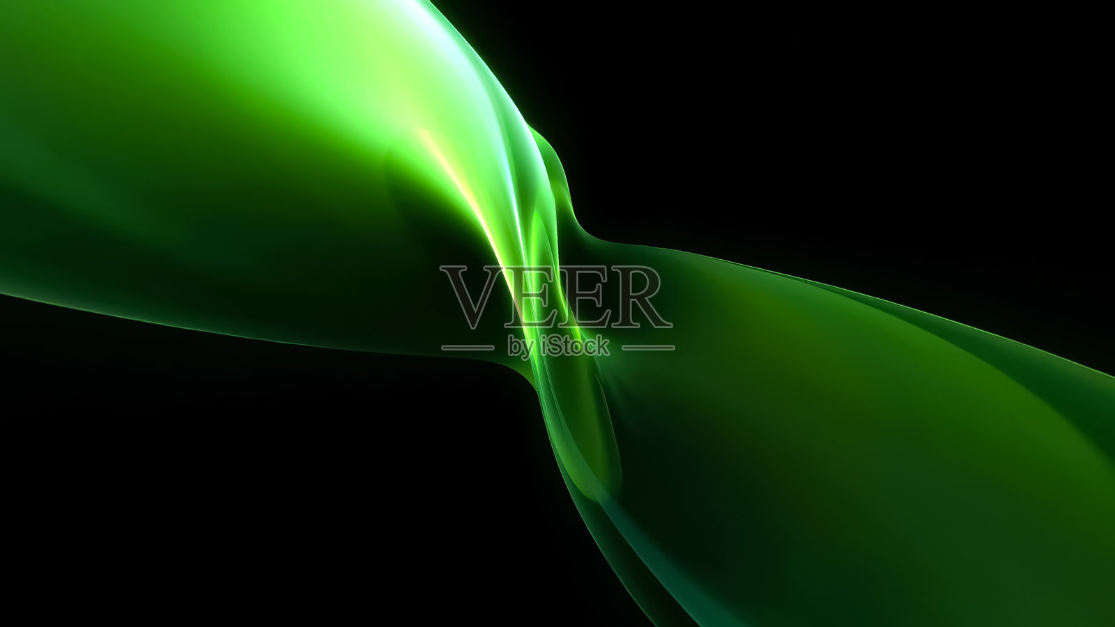 柔和的抽象霓虹绿色发光流动织物，背景为黑色，适用于设计照片摄影图片
