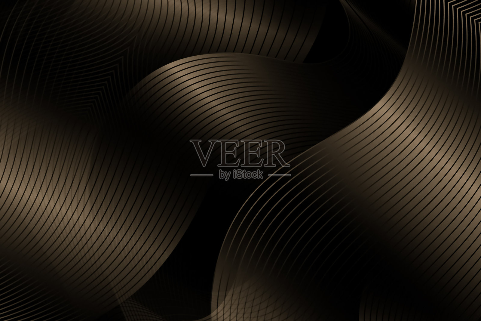 复杂的深色背景上流动的铜色线条形成奢华的抽象图案照片摄影图片