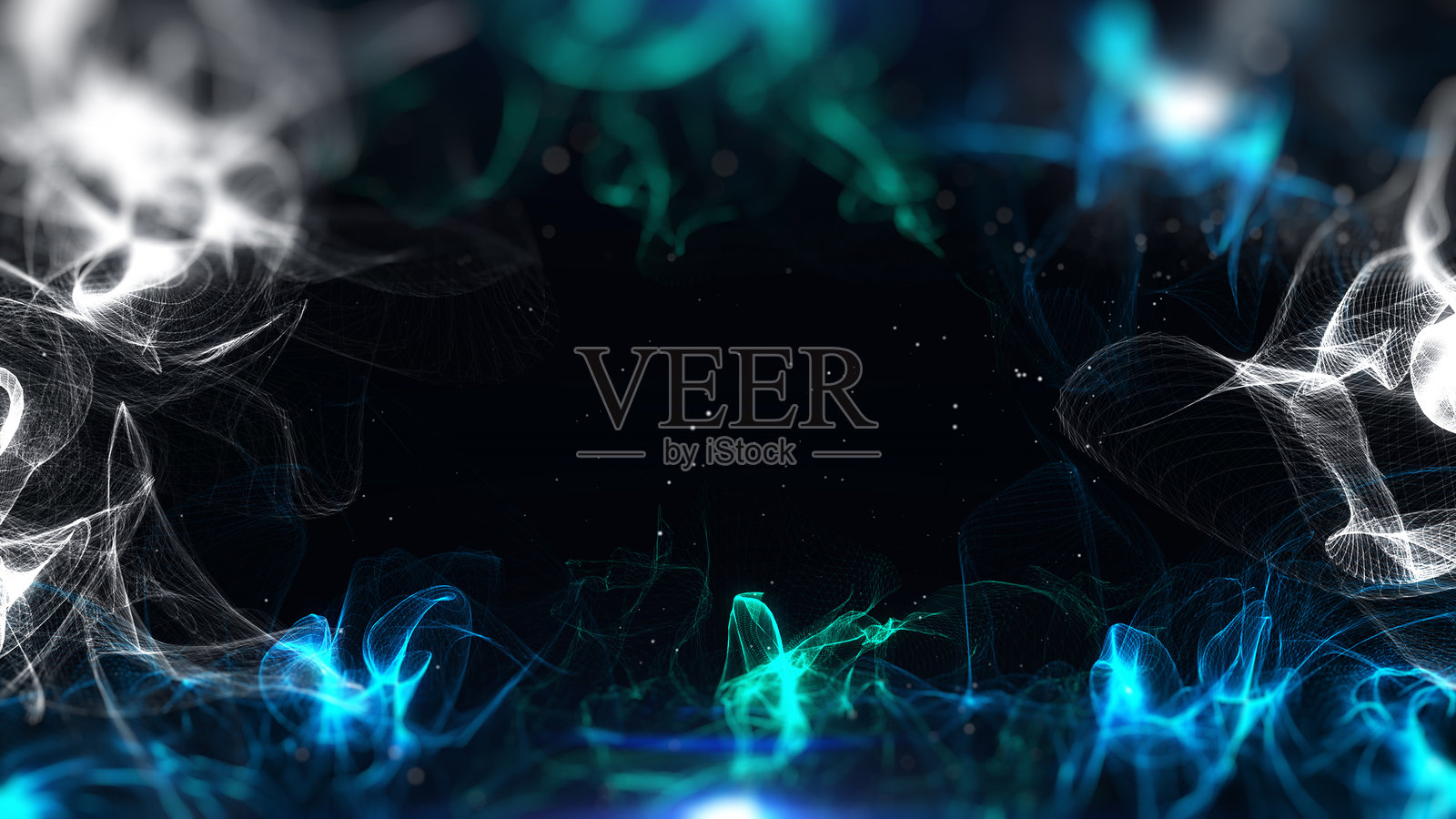 科技发光的波浪在网络空间中流动的插图背景照片摄影图片