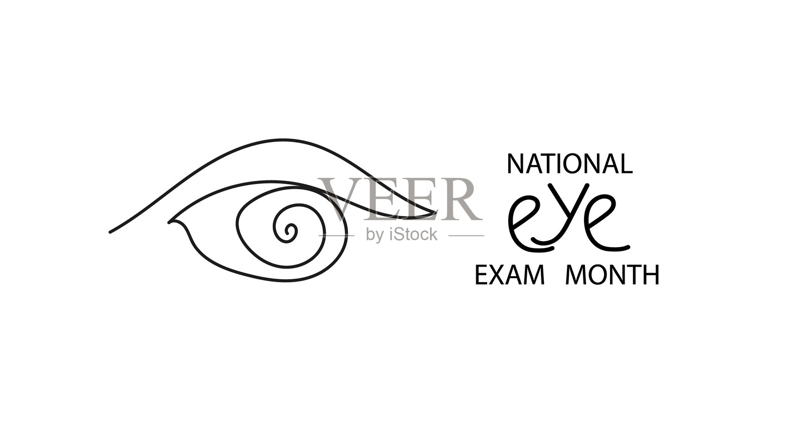 国家眼科检查月。眼部护理和视力健康的概念。眼科医生检查。矢量线条艺术横幅。插画图片素材