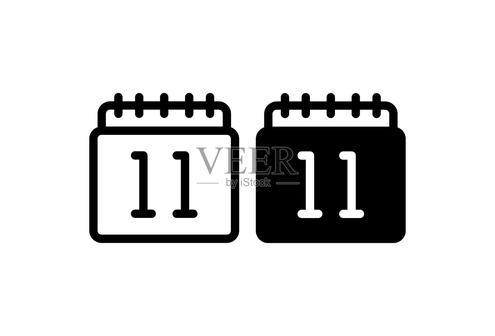 日历图标风格：线条与实心插画图片素材