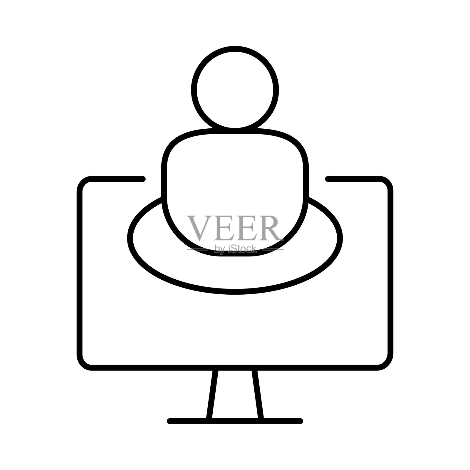 可编辑的监控线条图标。电脑、计算机功能、钱包、市场营销、促销插画图片素材