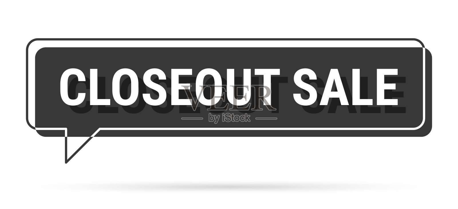 清仓特卖 - 白色背景上的3D黑色对话气泡插画图片素材