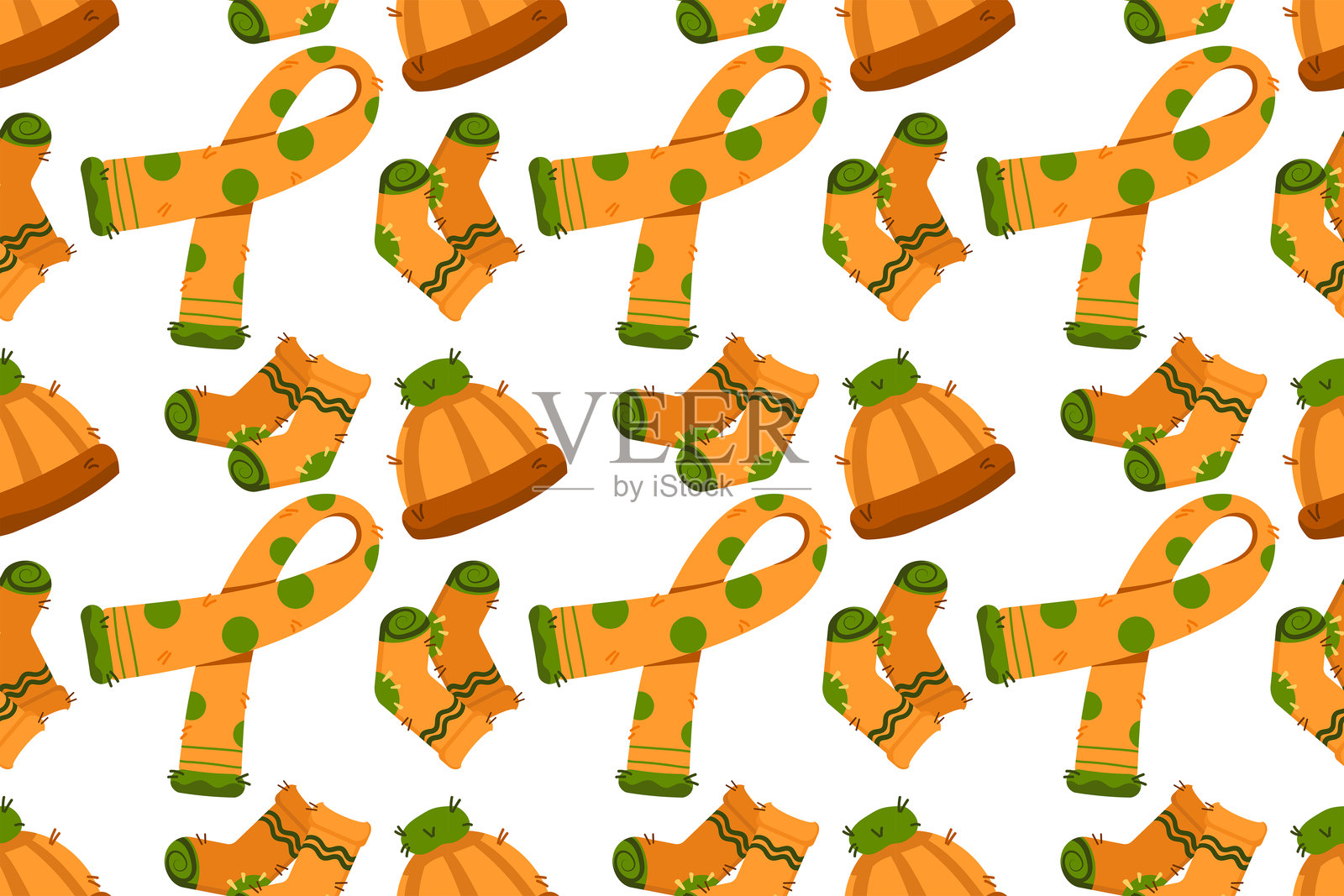 秋季服装和秋季配饰插图。衣物在白色背景上独立展示。秋天，秋季。平面矢量剪贴画插画图片素材