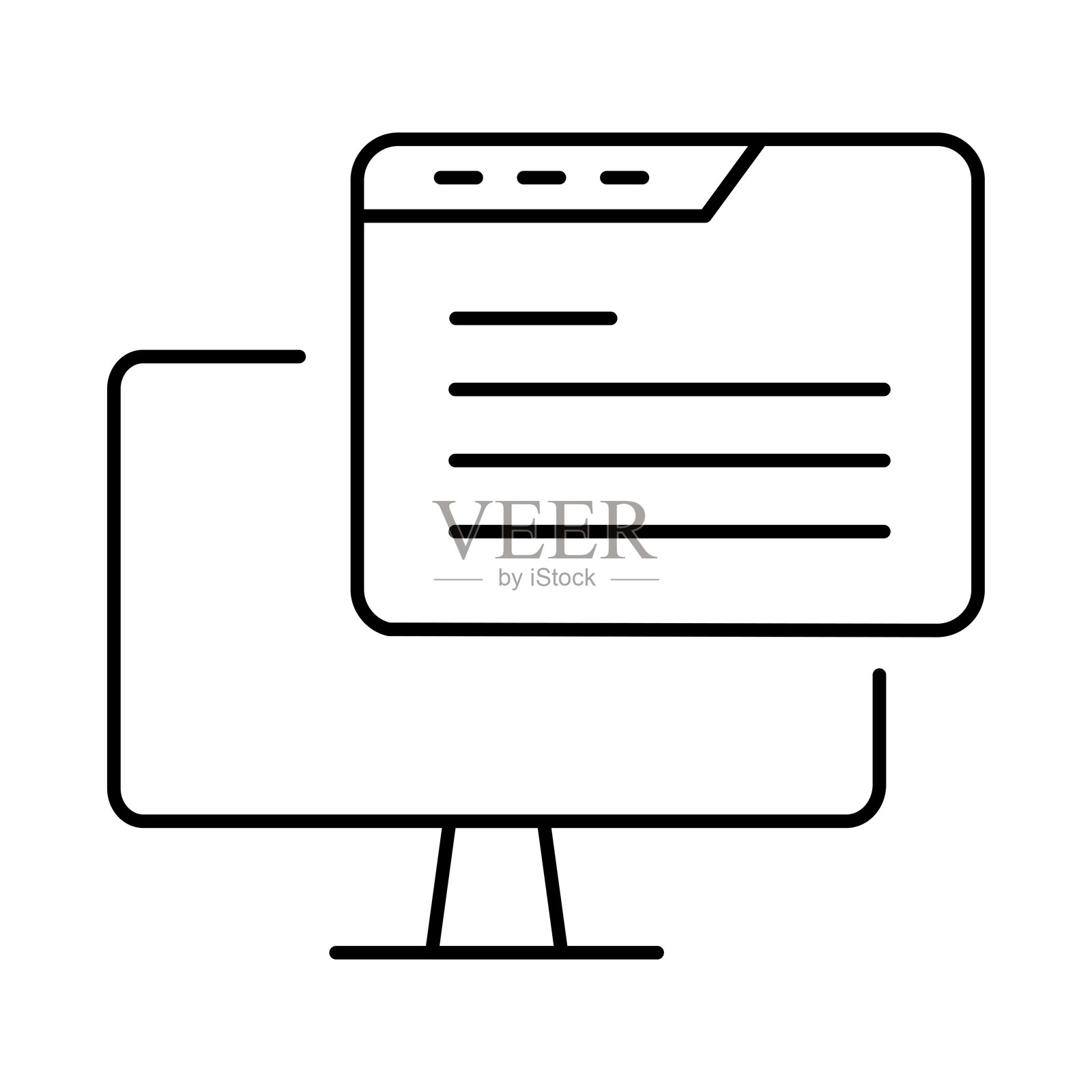 可编辑的监控线条图标。电脑、计算机功能、钱包、市场营销、促销插画图片素材