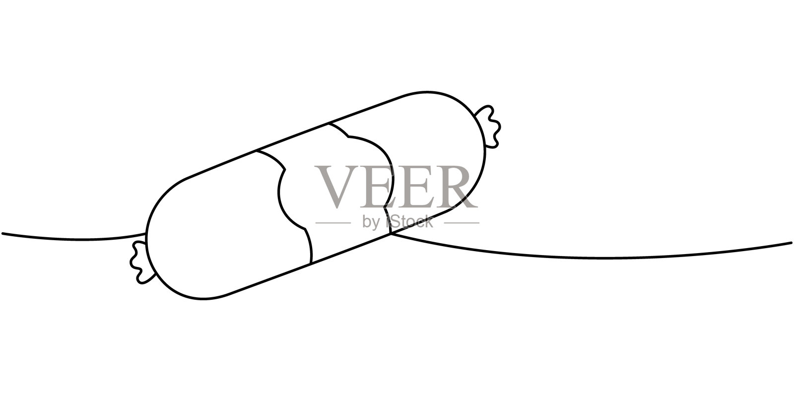 医生香肠一笔连画。半成品。矢量插图。插画图片素材