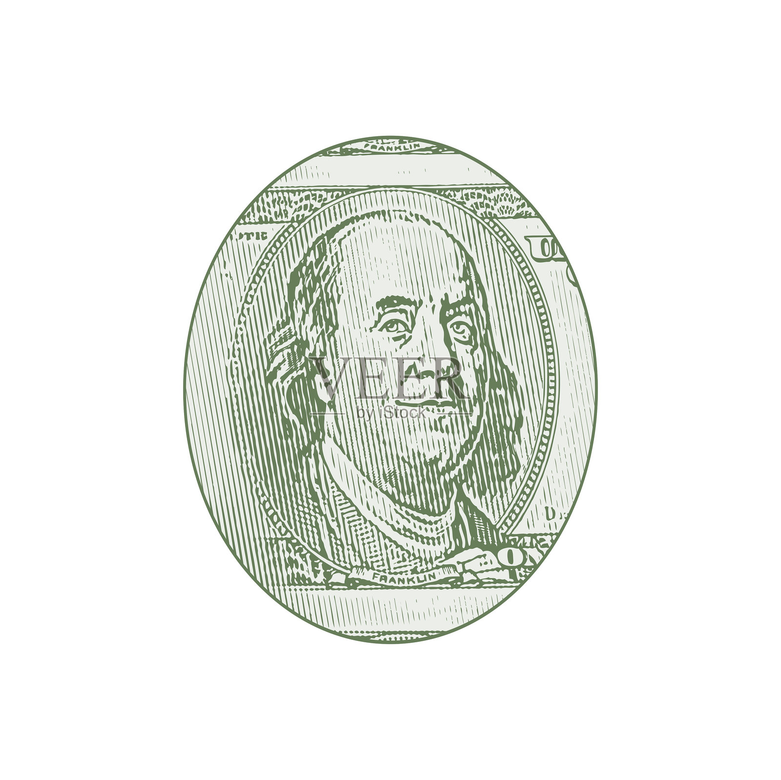 本·富兰克林的面孔插画图片素材